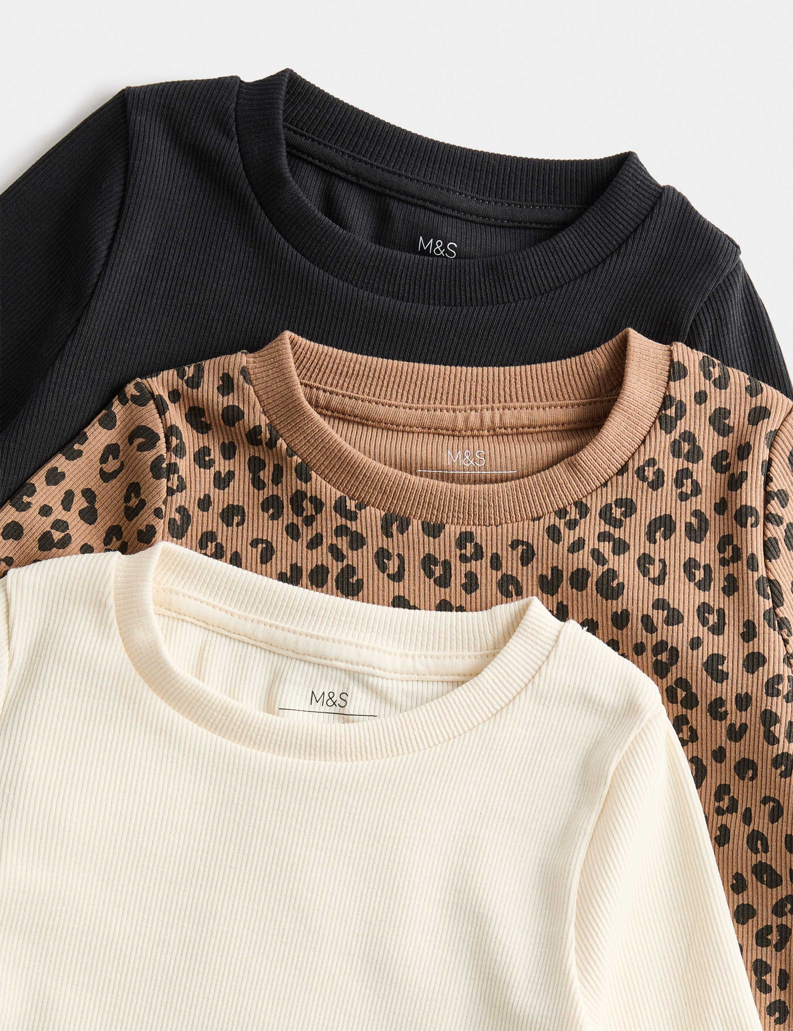 3 Pack Cotton Rich Leopard Print Tops (2-10 Yrs) 2 of 2