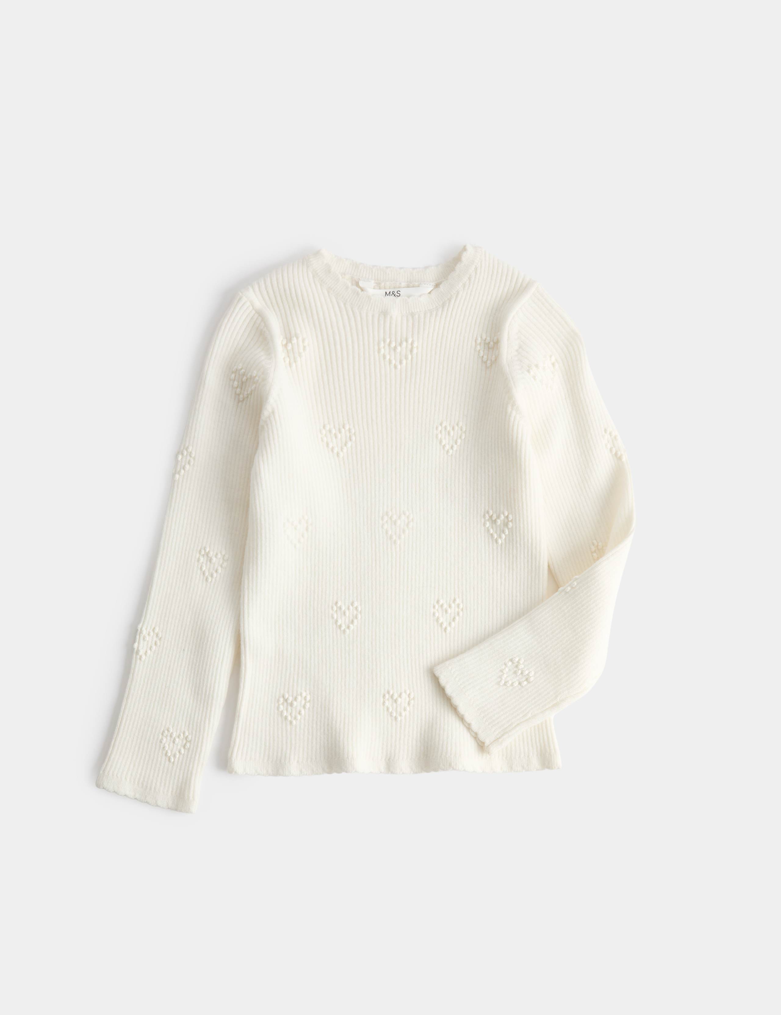 Heart Textured Knitted Top (2-10 Years) 1 of 2