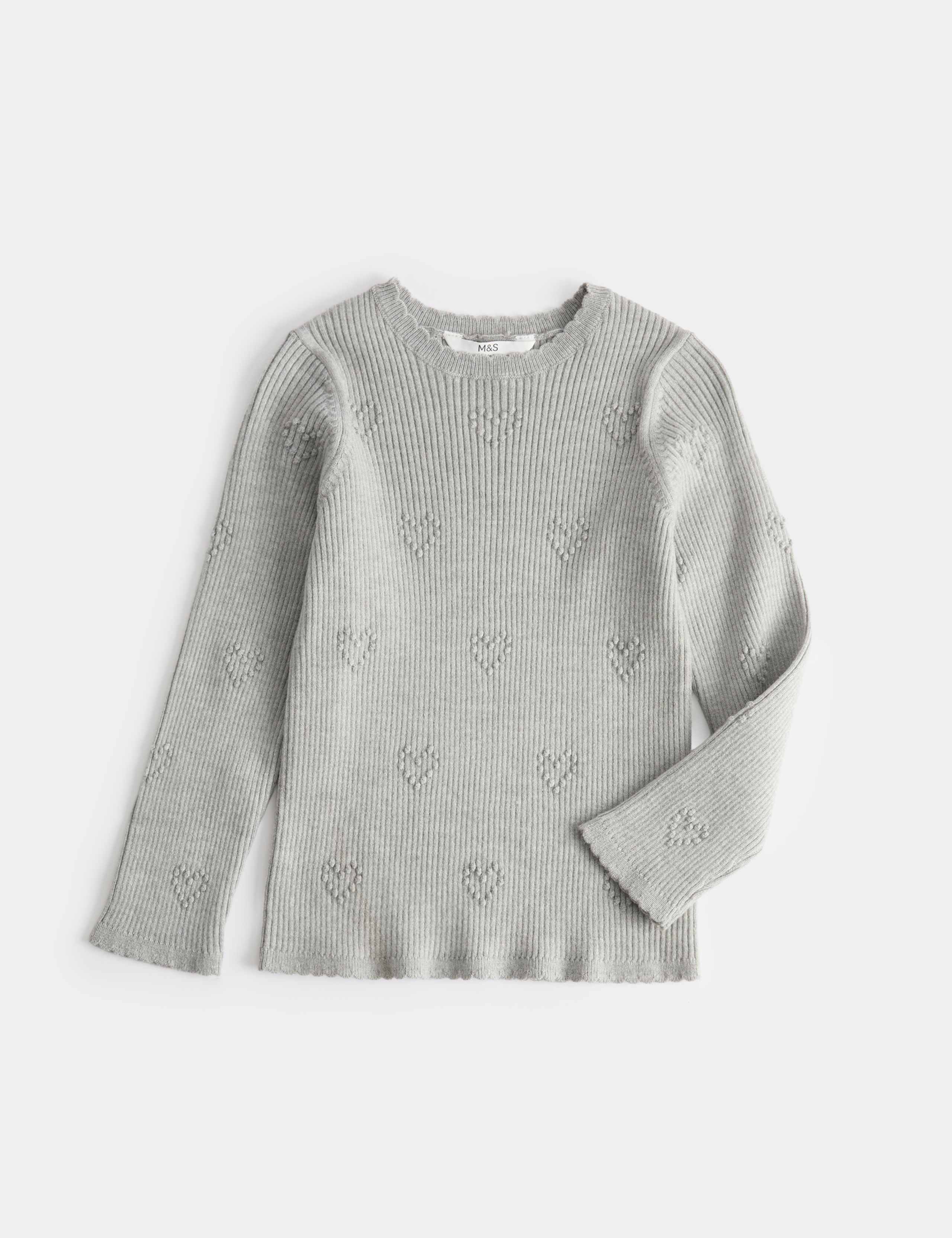 Heart Textured Knitted Top (2-10 Years) 1 of 2