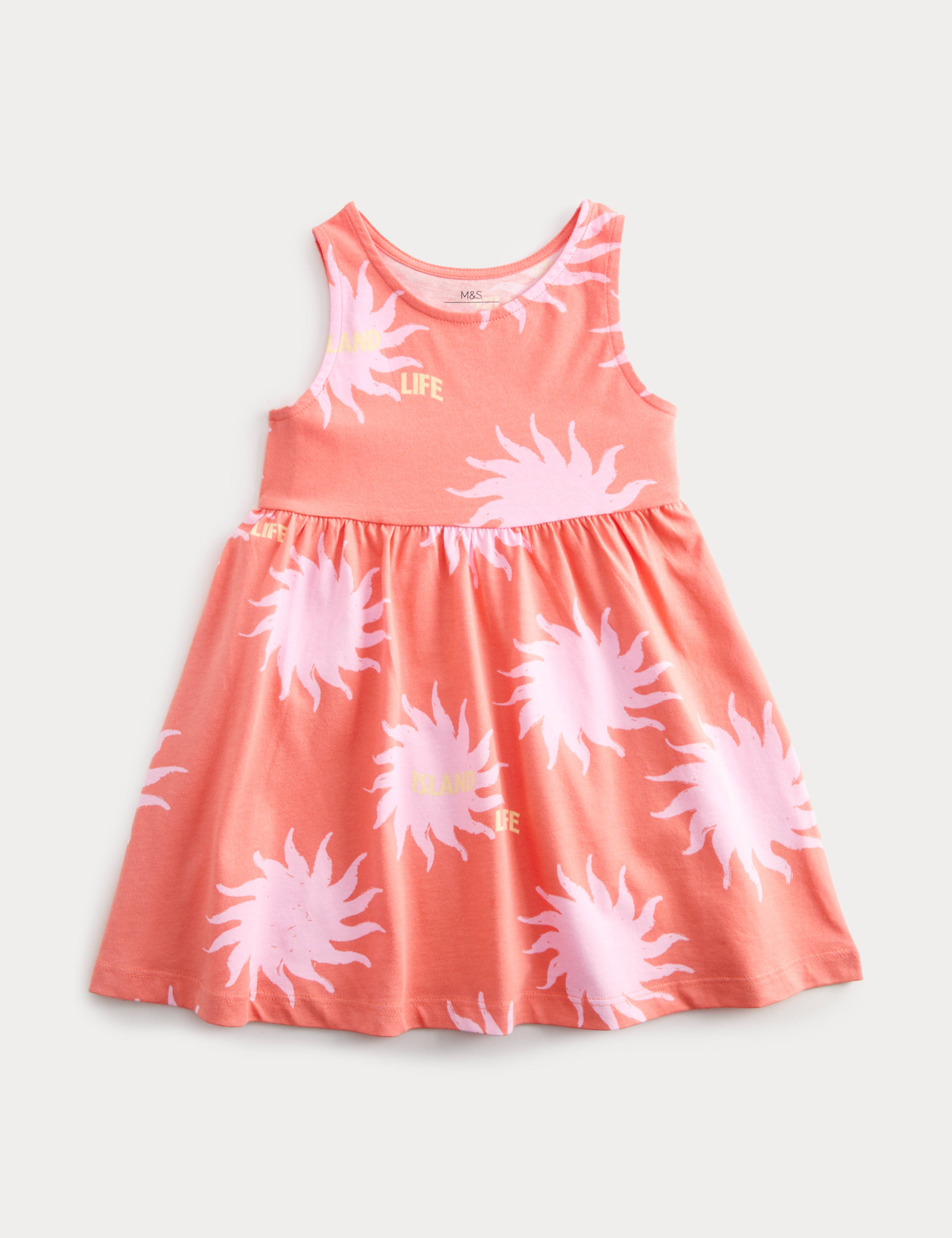 Pure Cotton Sun Print Sleeveless Dress (2-8 Yrs) 1 of 2