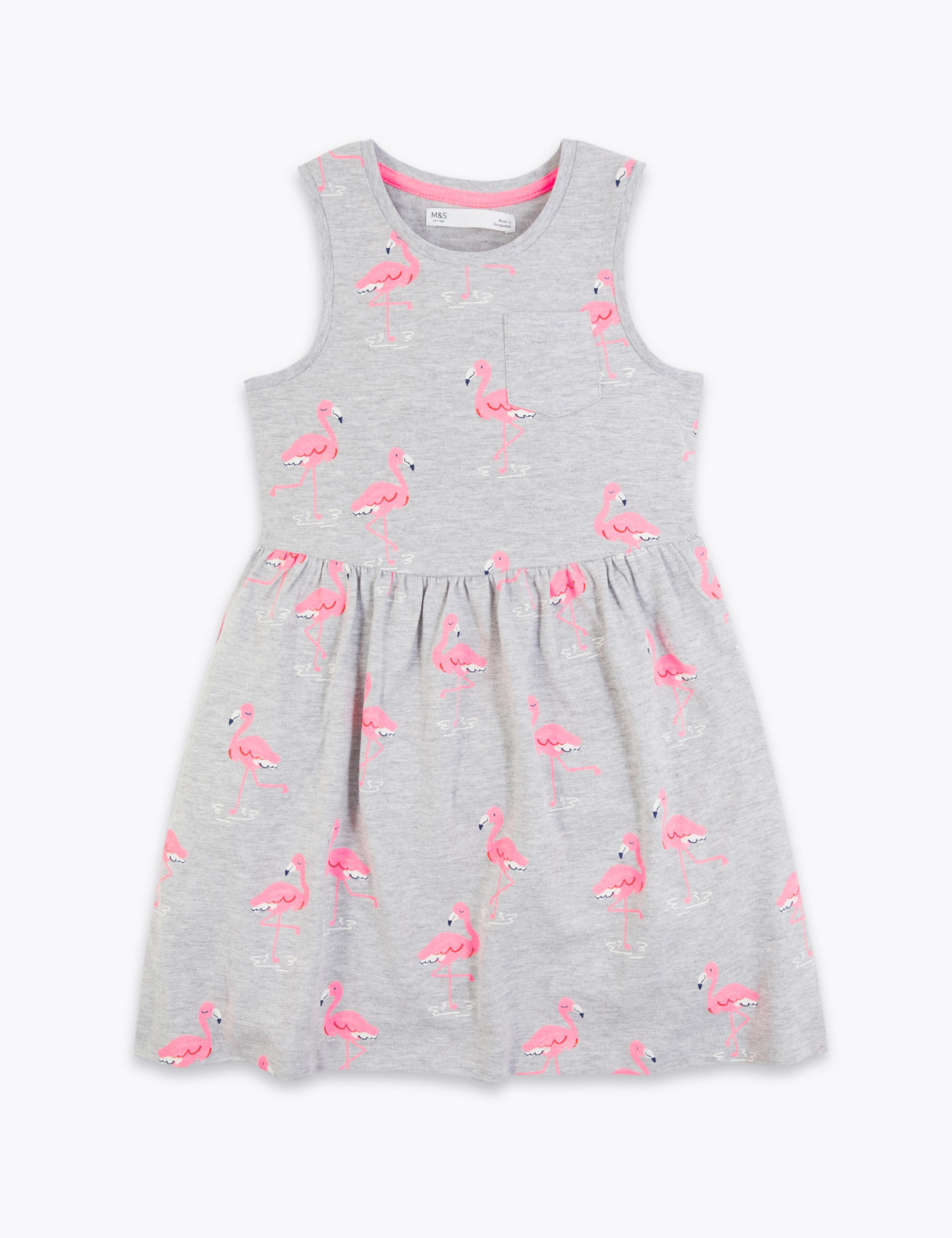 Cotton Flamingo Print Dress (2-7 Yrs) 2 of 4