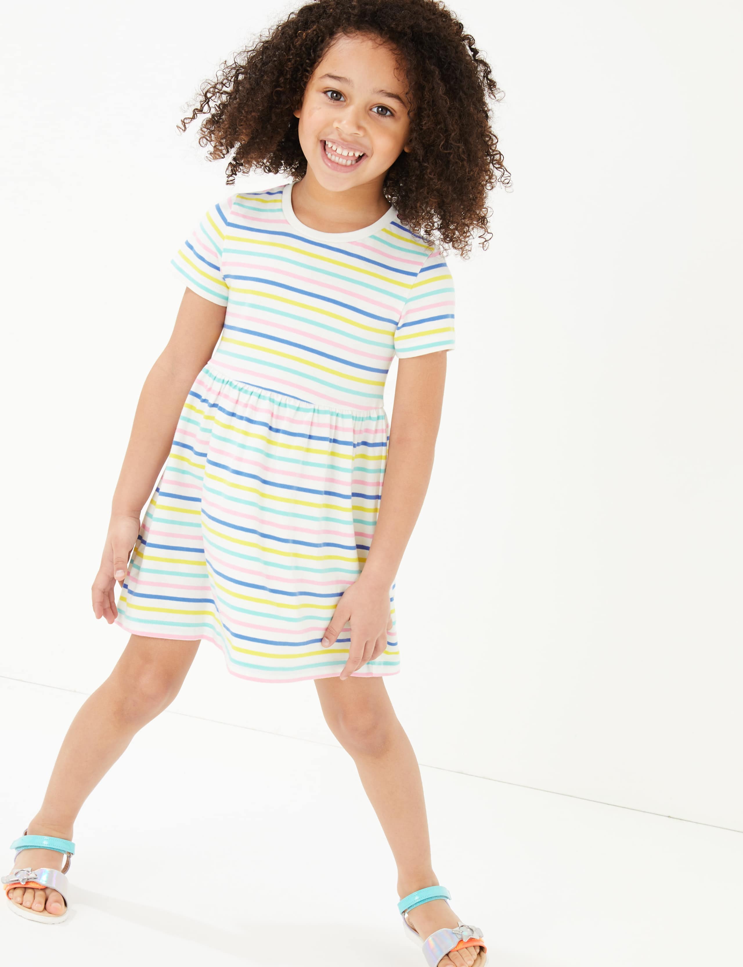 Cotton Multicoloured Striped Dress (2-7 Yrs) 1 of 4