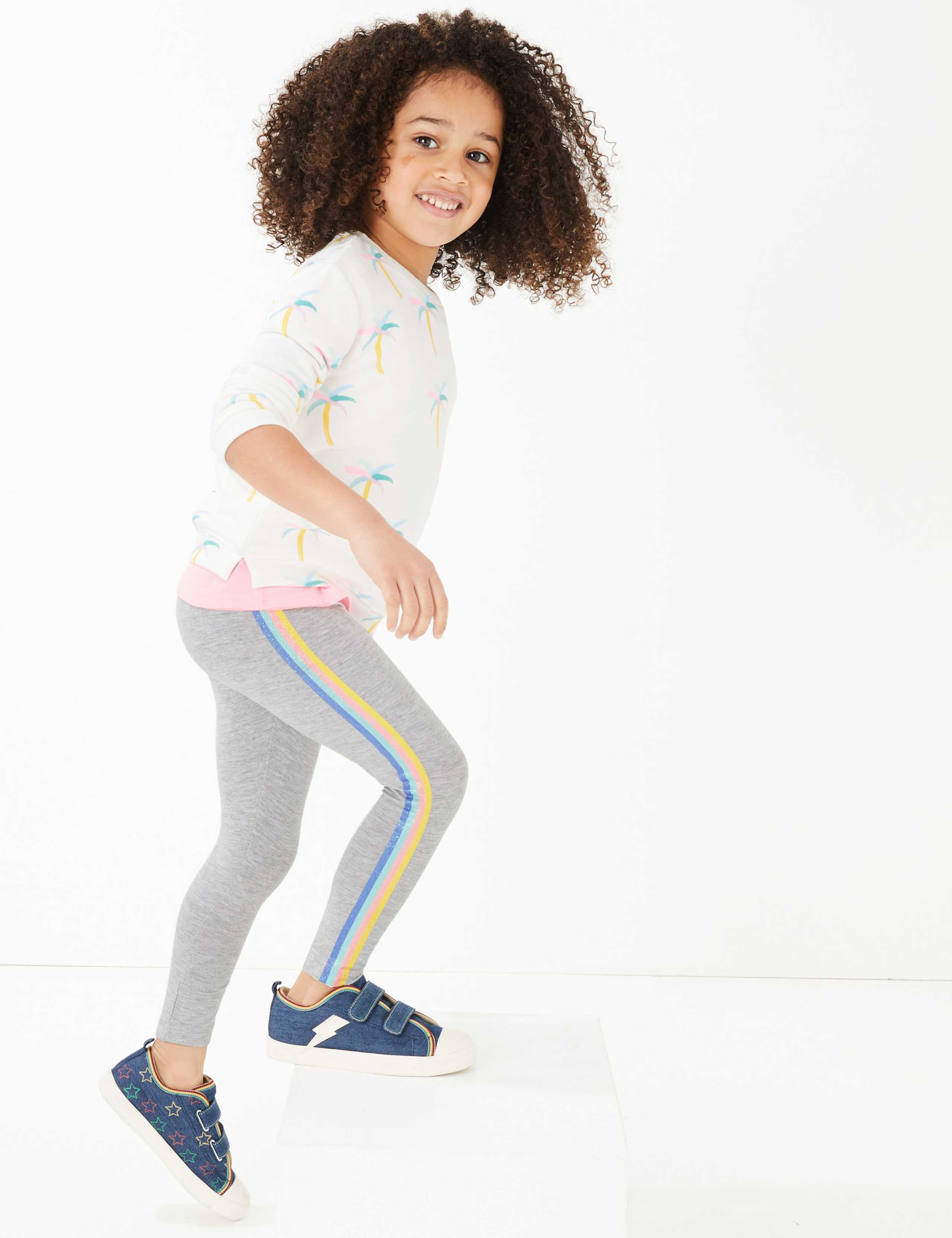 Cotton Rainbow Side Stripe Leggings (2-7 Yrs) 1 of 6