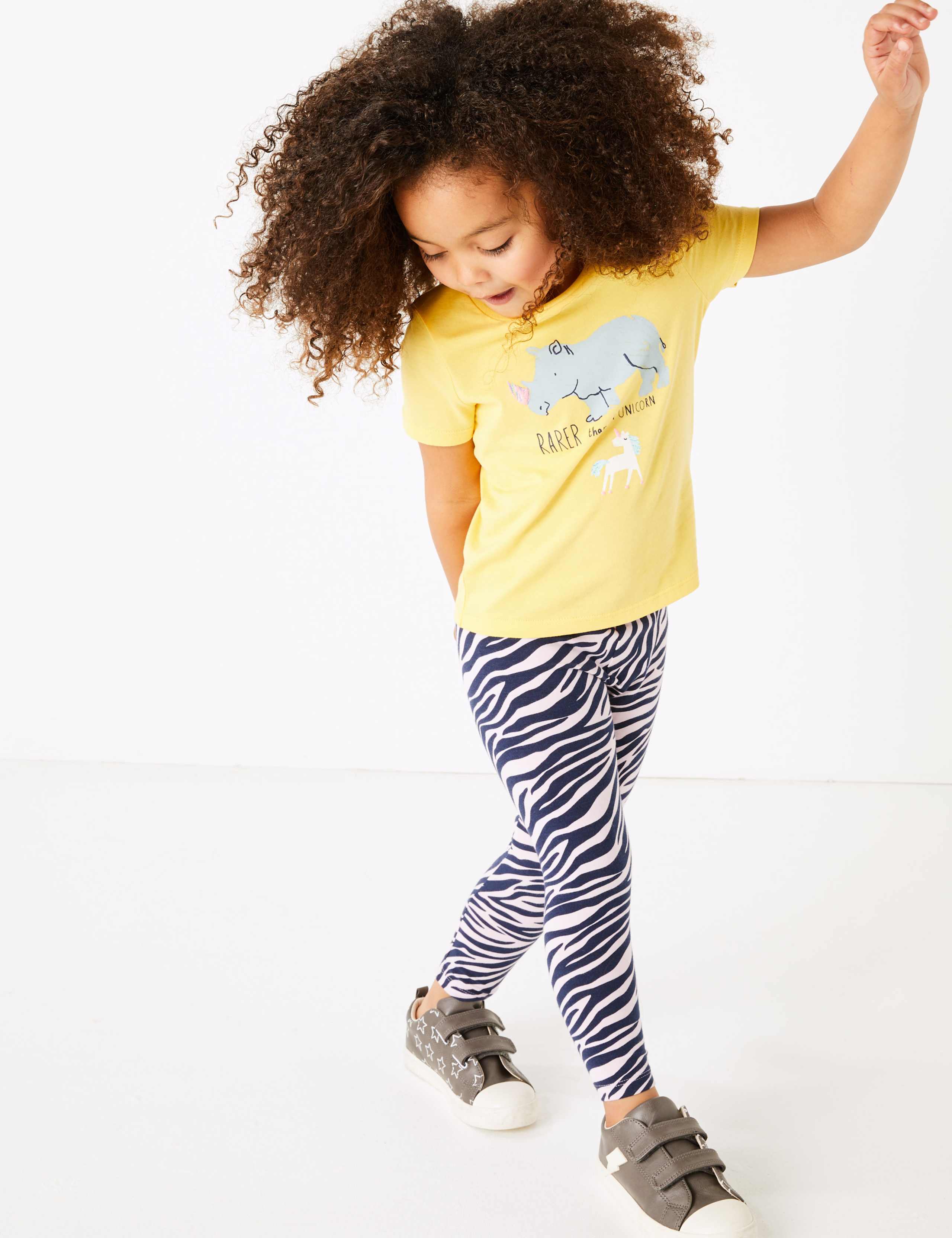 Cotton Rich Zebra Print Leggings (2-7 Years) 1 of 5