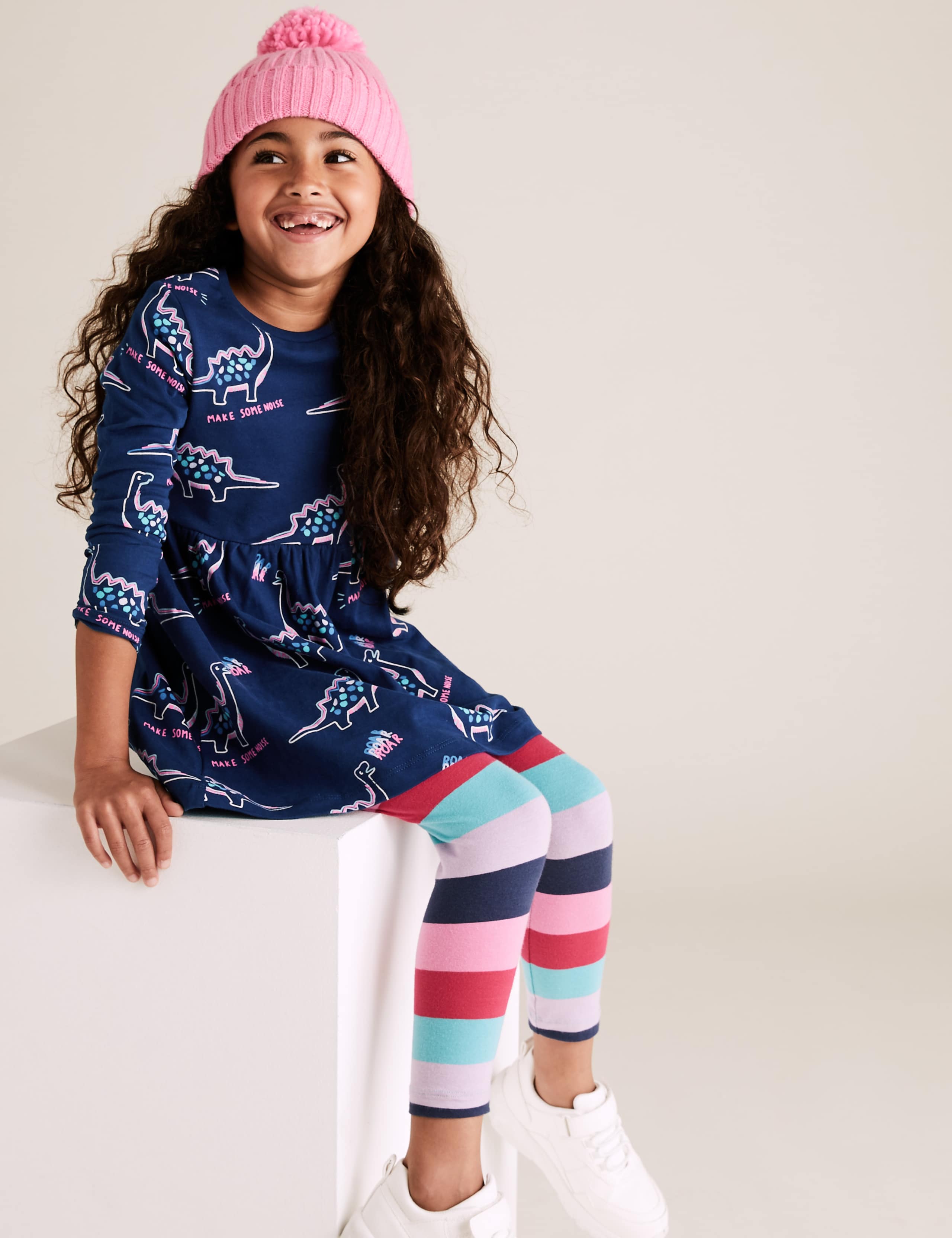 Pure Cotton Dinosaur Print Dress (2-7 Yrs) 1 of 4