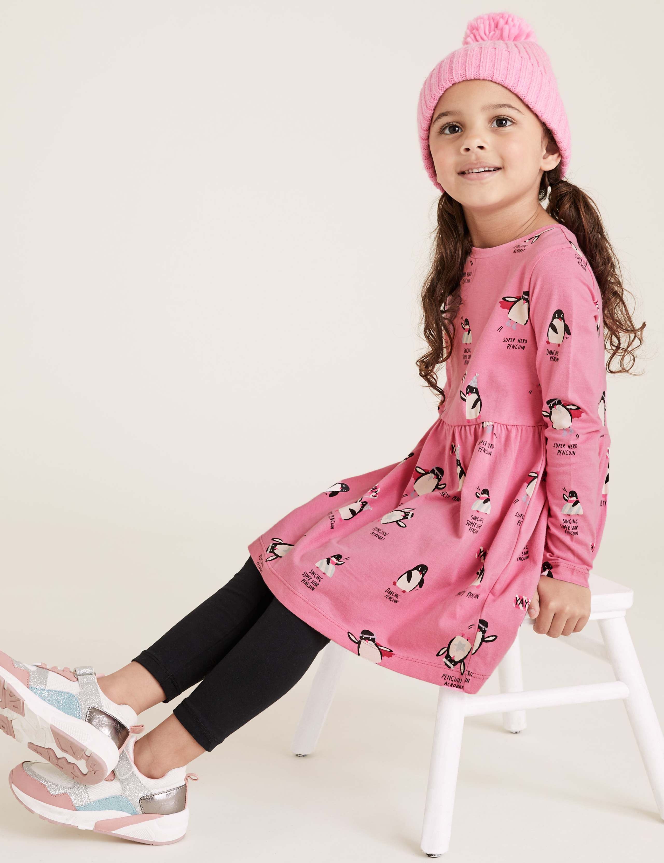 Pure Cotton Penguin Print Dress (2-7 Yrs) 3 of 4