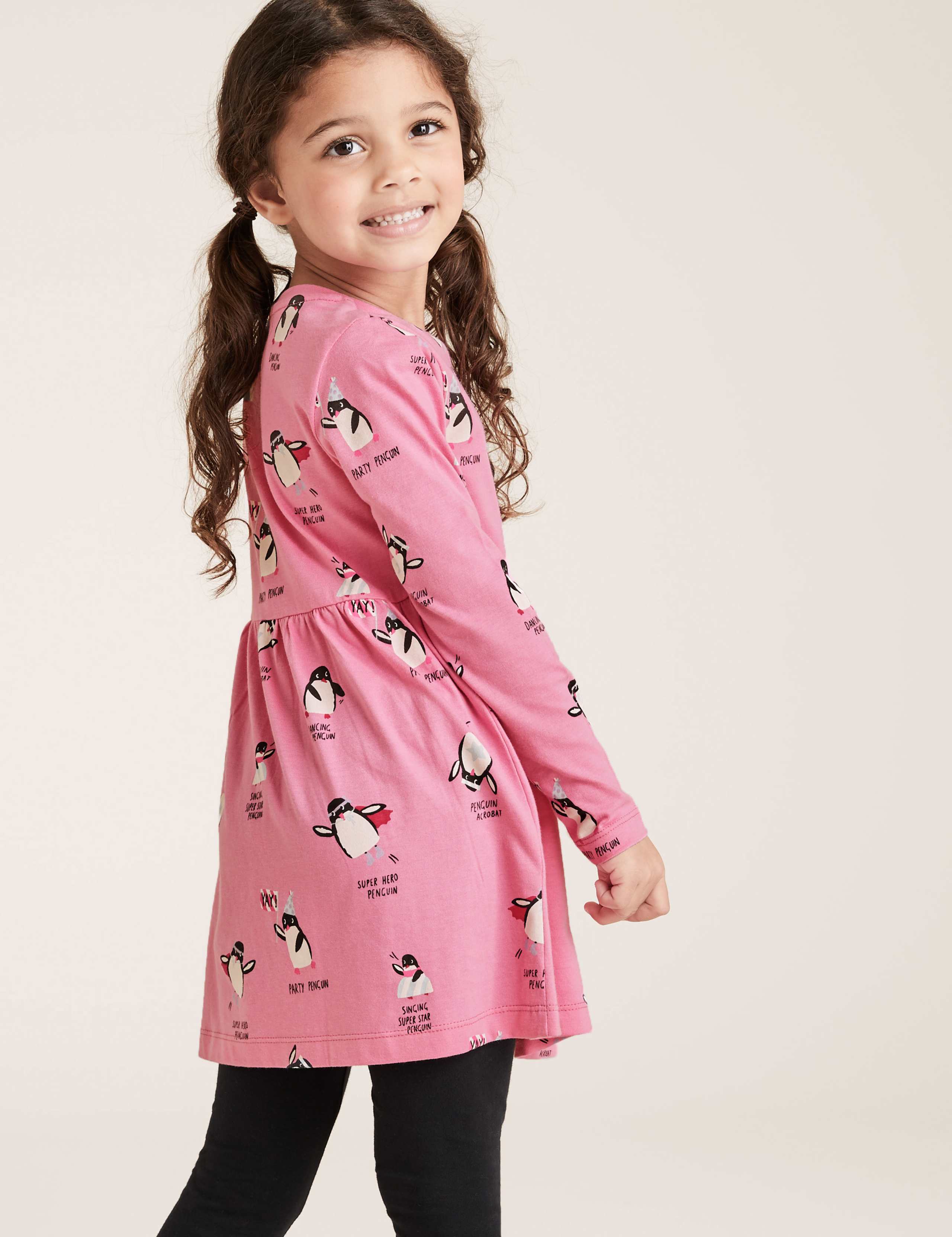 Pure Cotton Penguin Print Dress (2-7 Yrs) 4 of 4