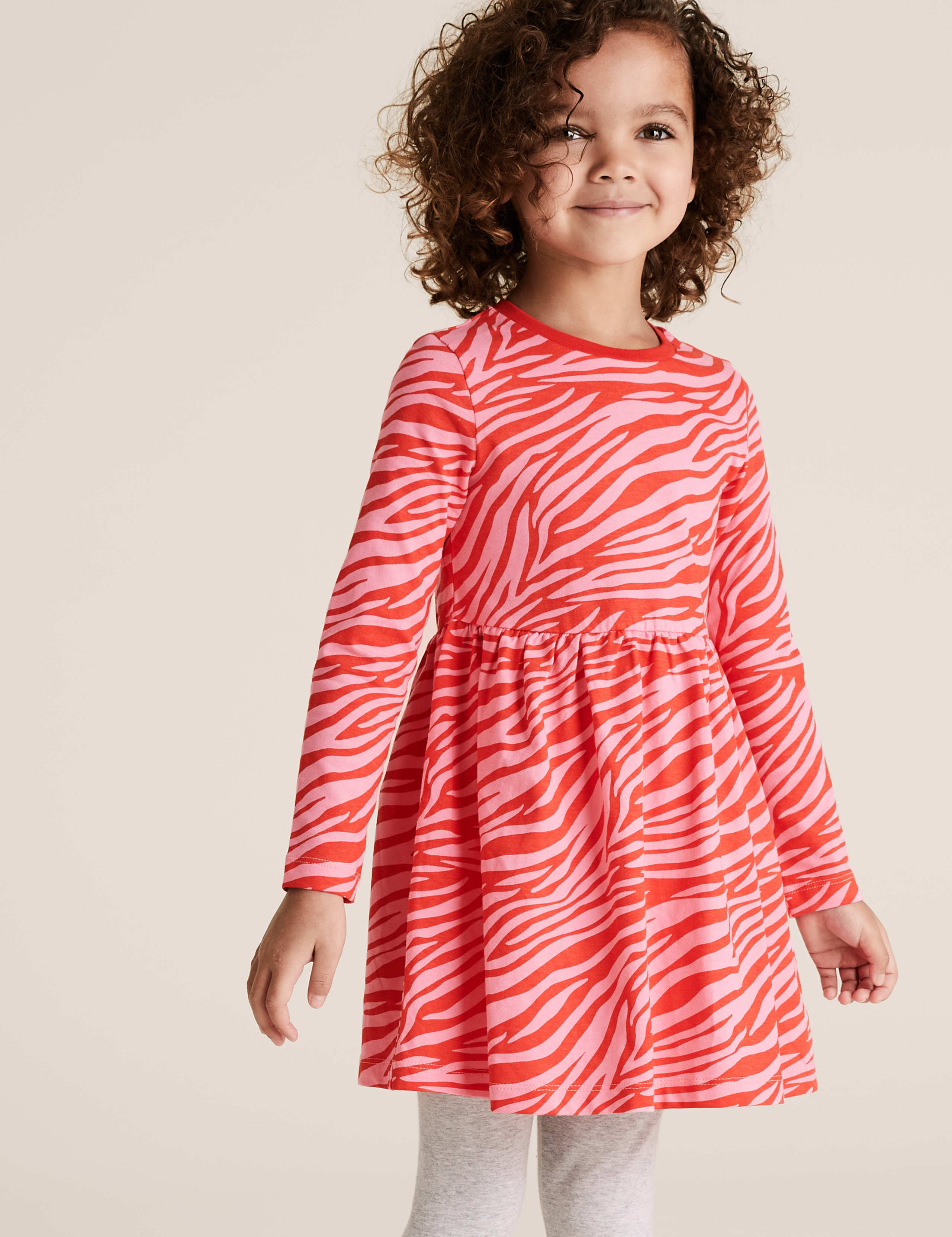 Pure Cotton Zebra Print Dress (2-7 Yrs) 1 of 4