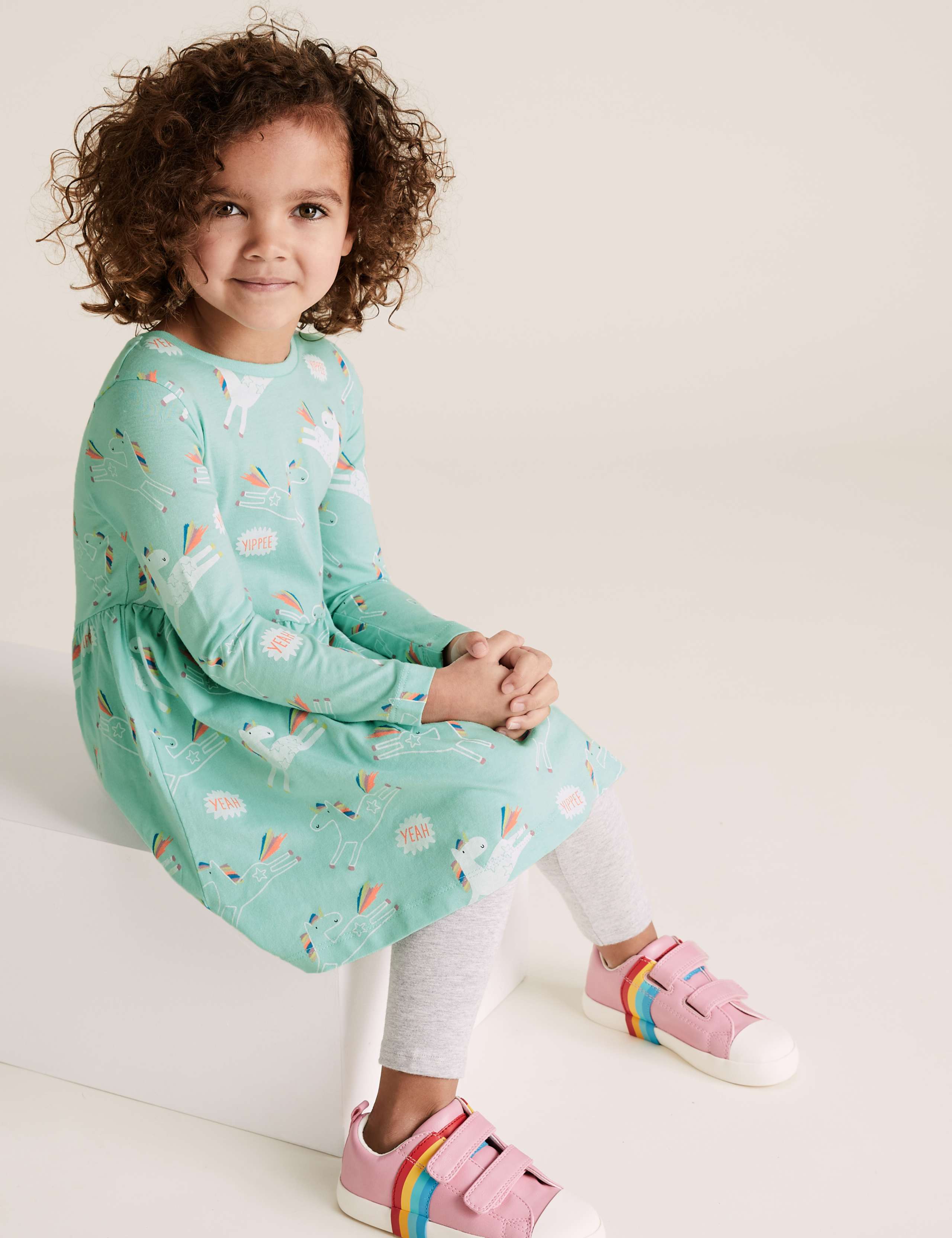 Pure Cotton Unicorn Print Dress (2-7 Yrs) 1 of 4