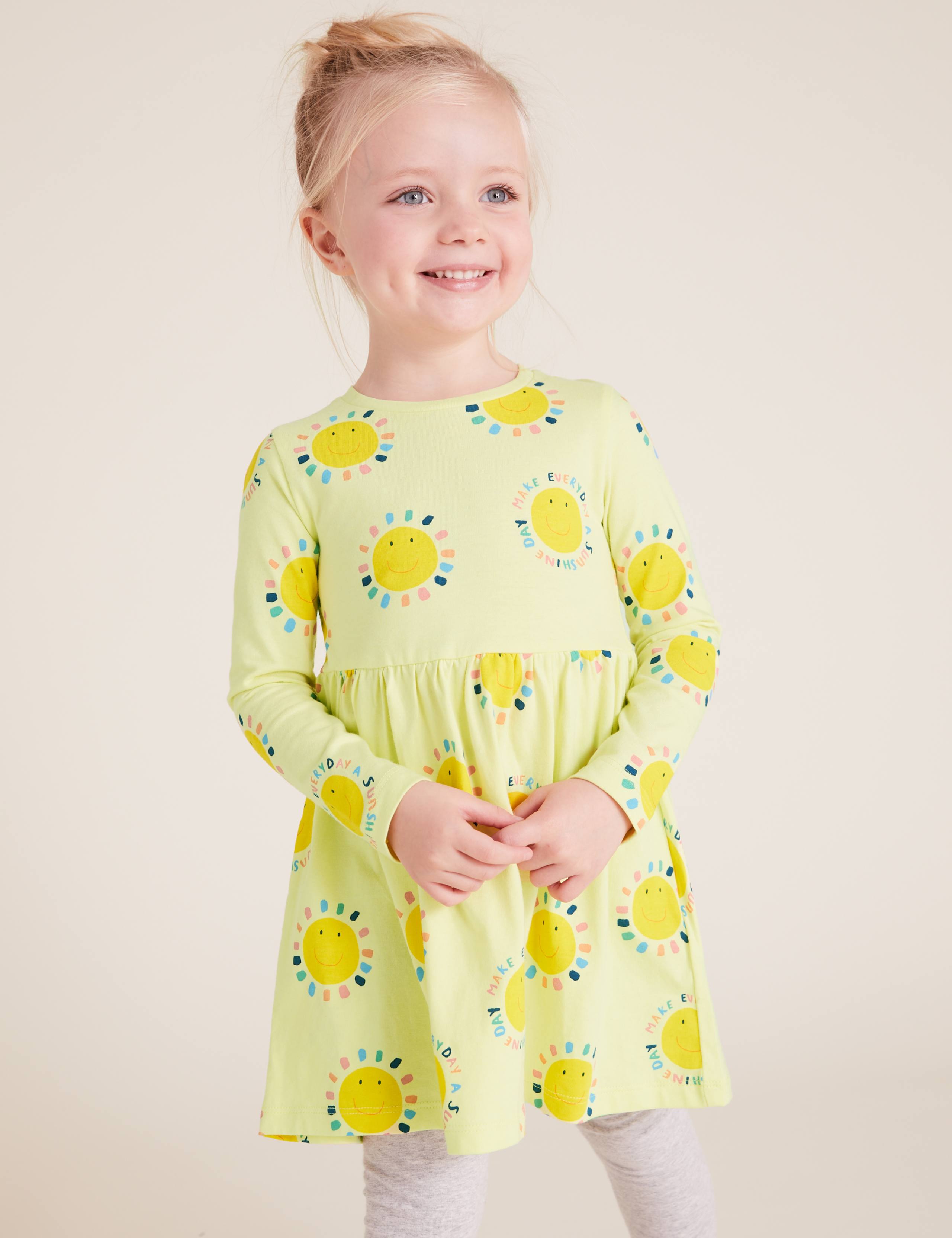 Pure Cotton Sunshine Print Dress (2-7 Yrs) 1 of 4