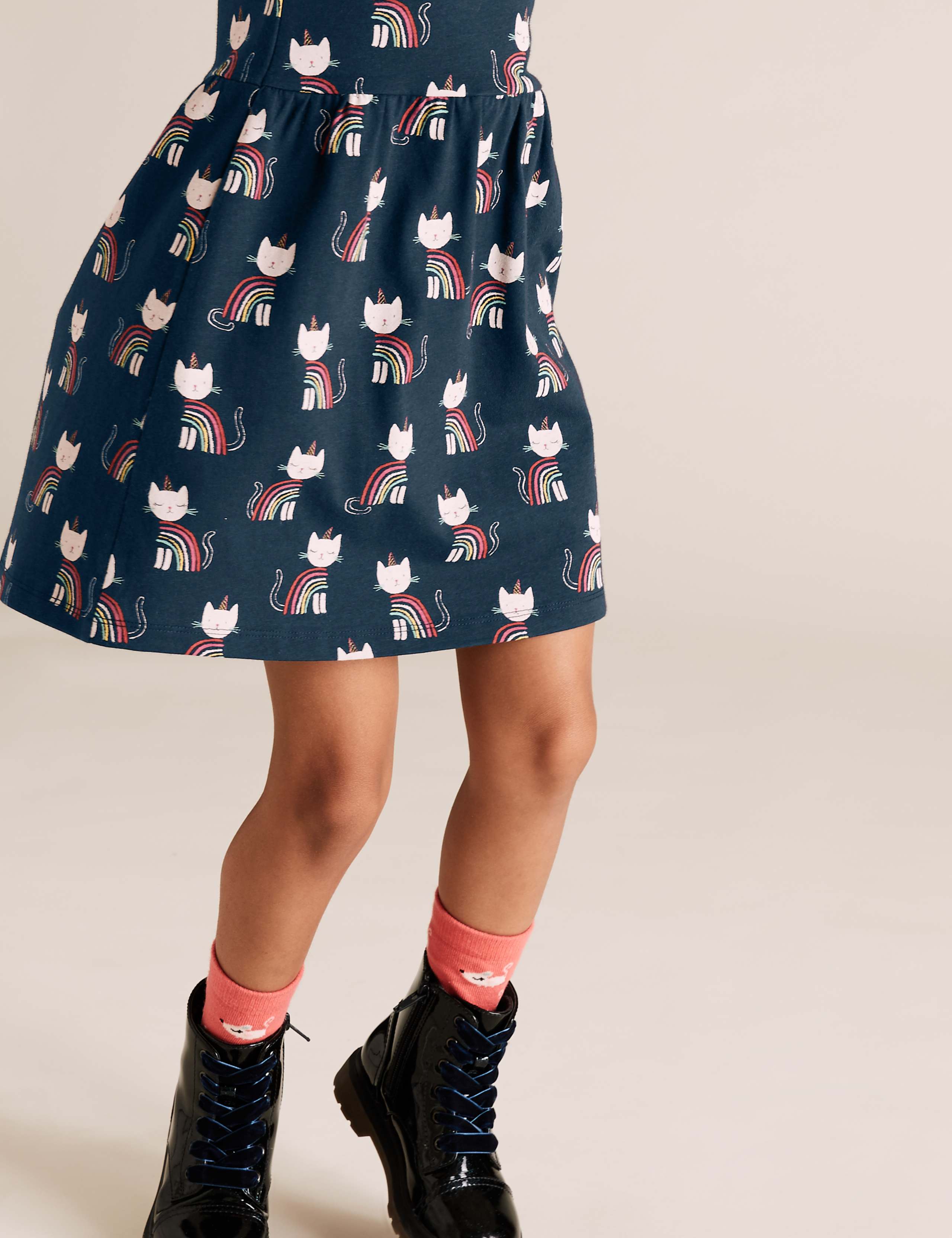 Rainbow Unicorn Cat Print Dress (2-7 Yrs) 3 of 4