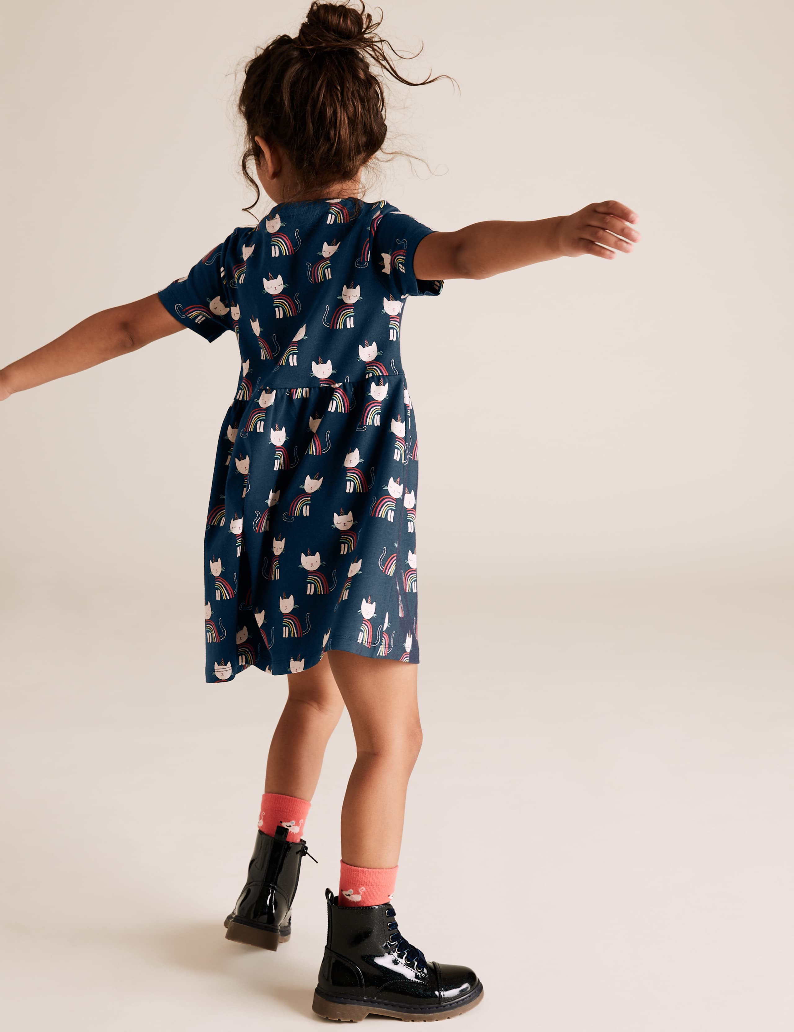 Rainbow Unicorn Cat Print Dress (2-7 Yrs) 4 of 4