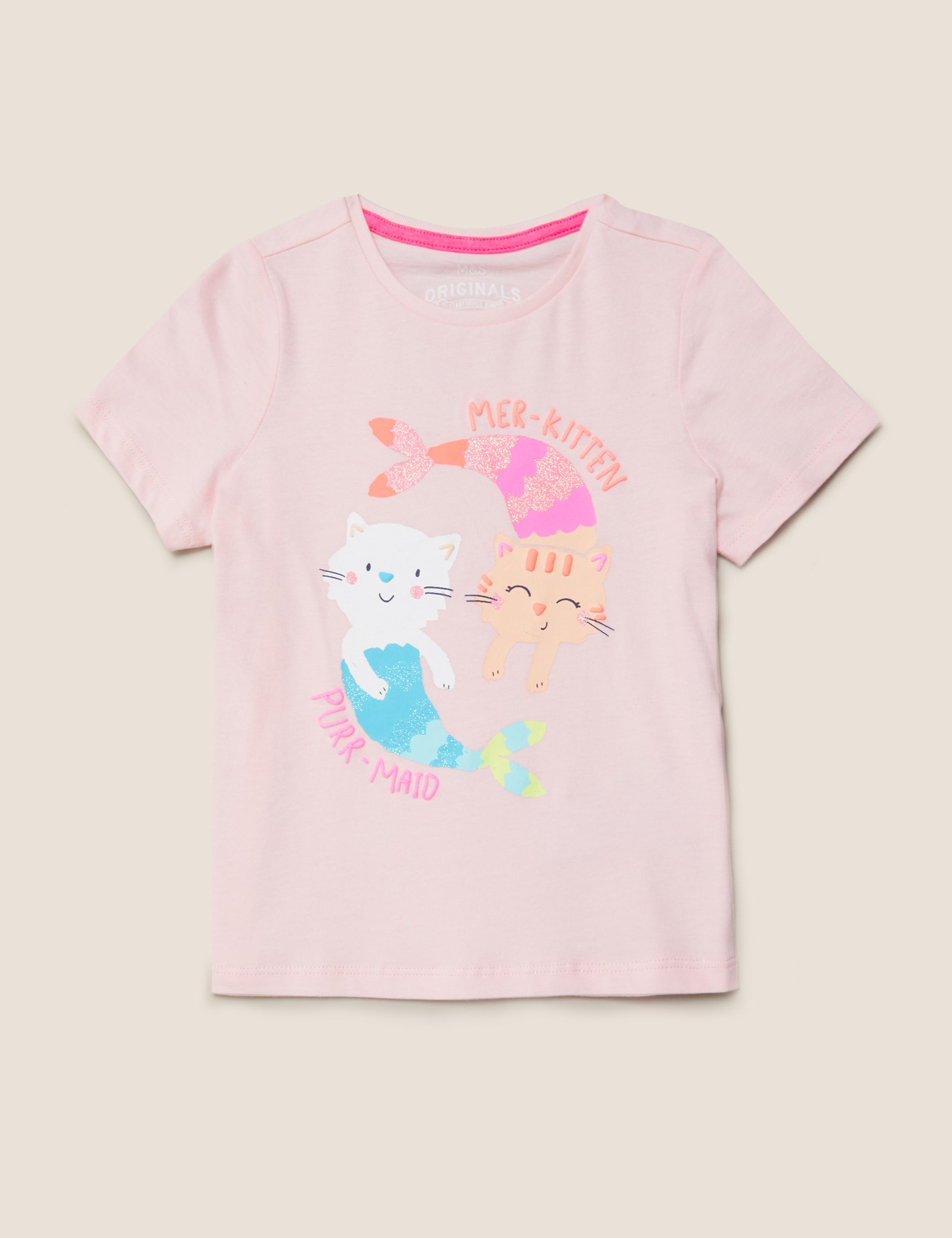 Pure Cotton Mer-Kitten Slogan T-Shirt (2-7 Yrs) 2 of 4