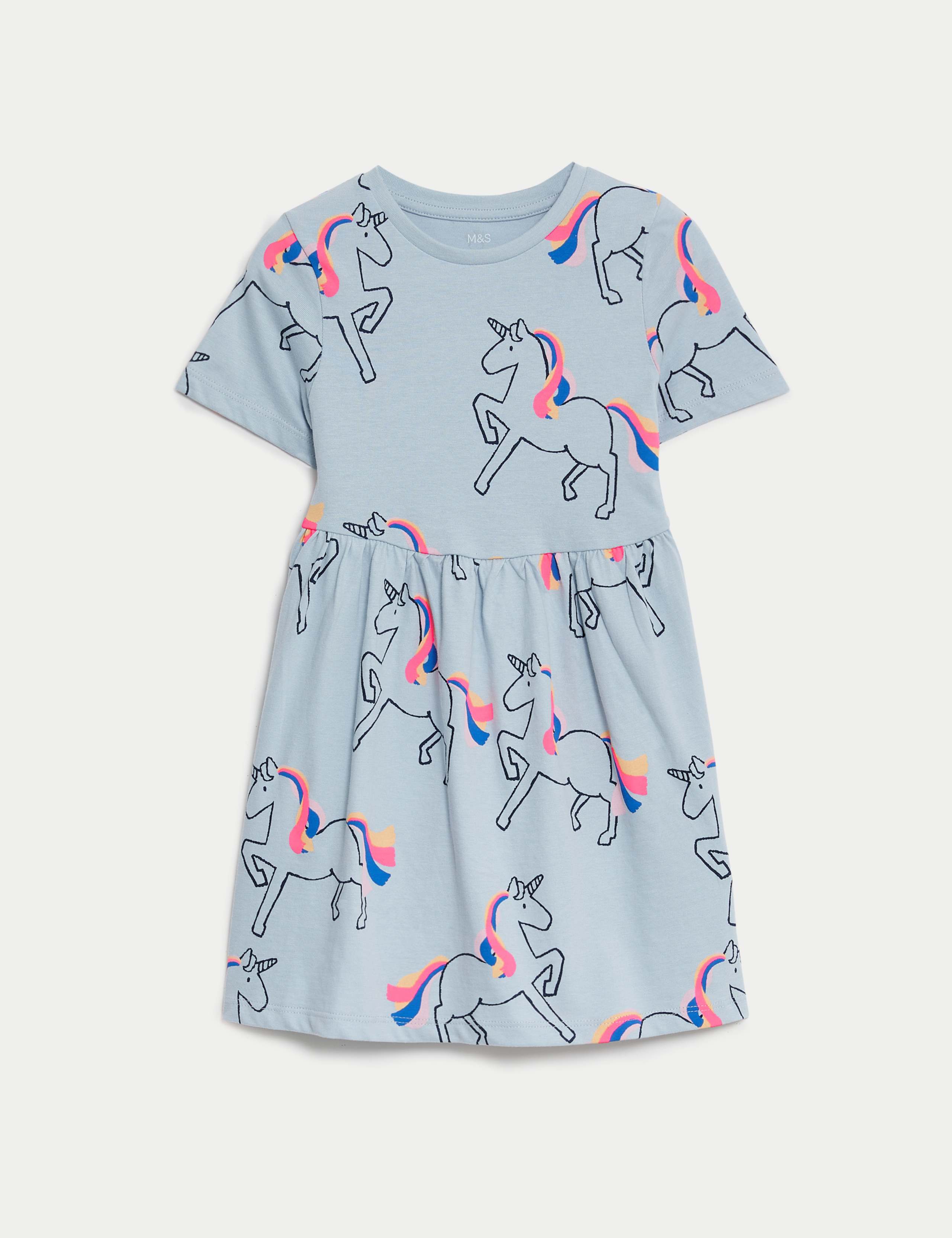 Pure Cotton Unicorn Dress (2-8 Yrs) 1 of 1