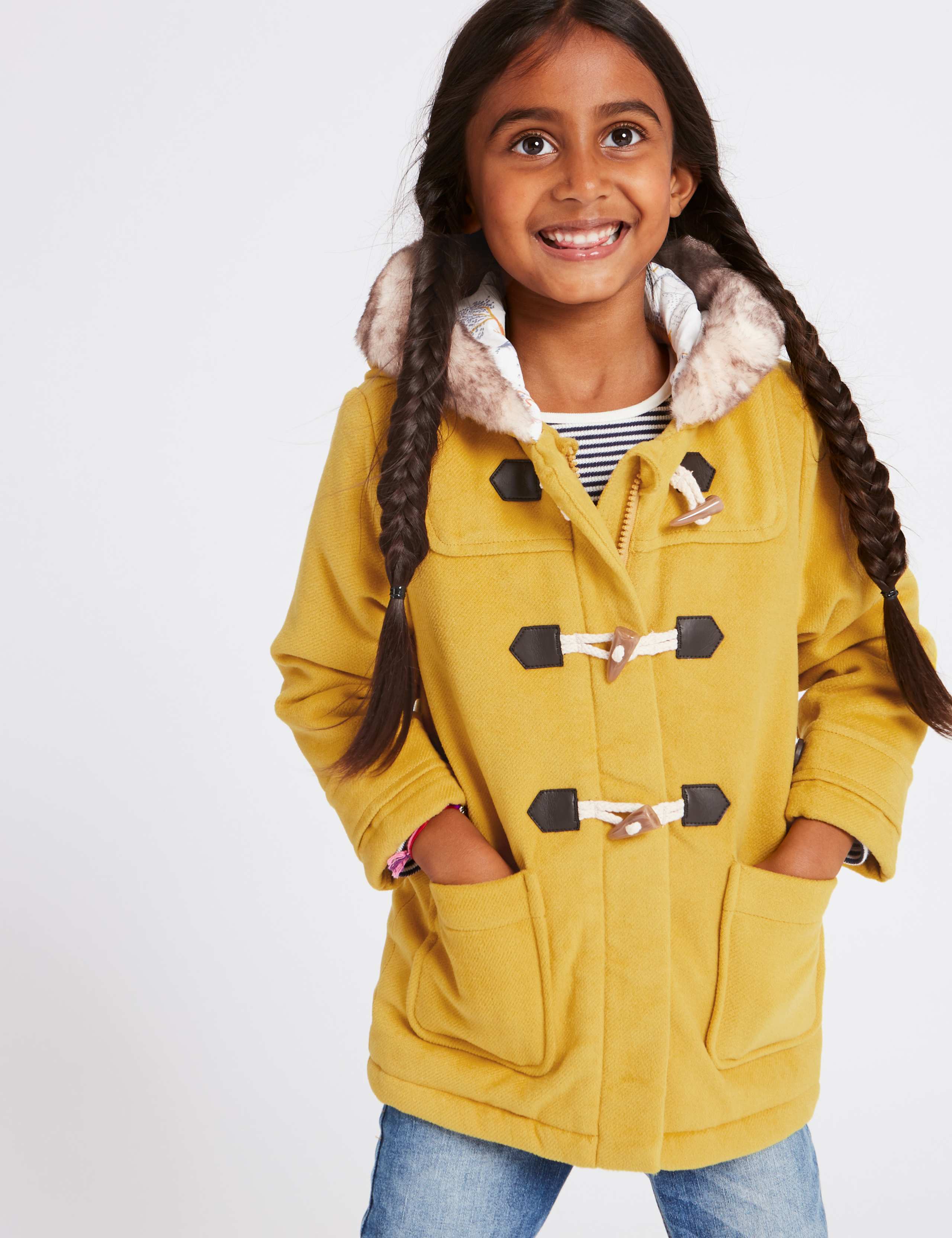 Faux Fur Zipped Through Duffle Coat (3 Months - 7 Years) 1 of 7