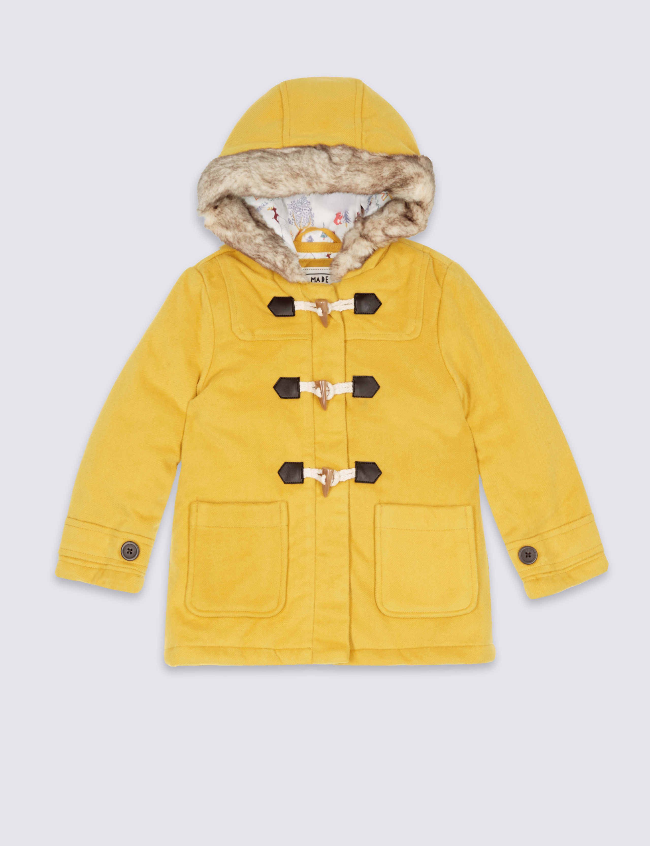 Faux Fur Zipped Through Duffle Coat (3 Months - 7 Years) 2 of 7