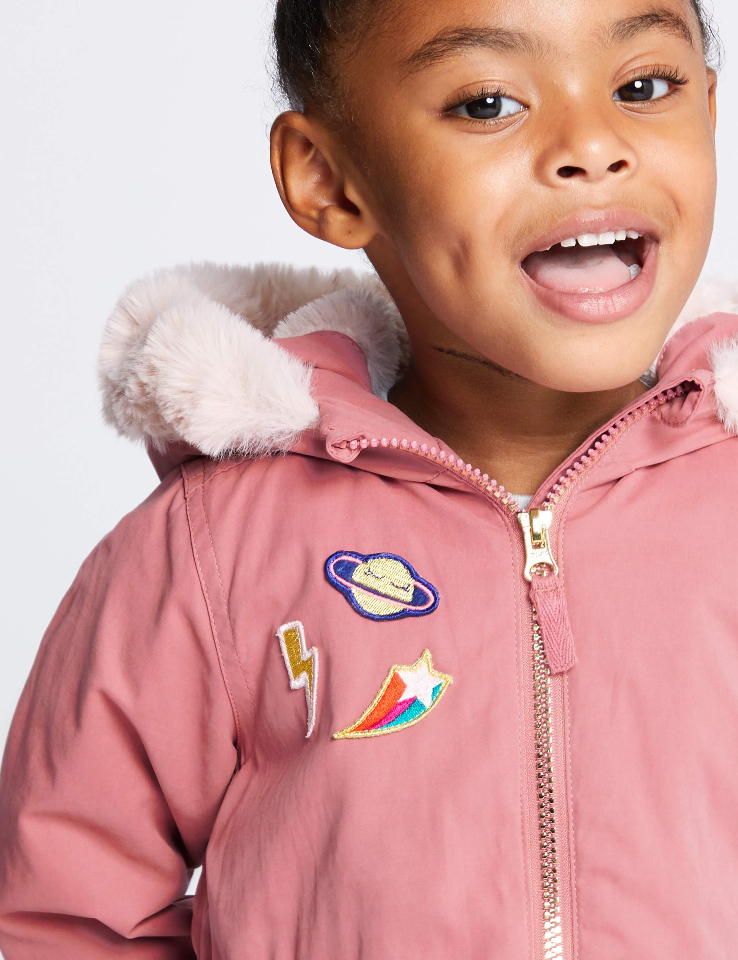 Badged Faux Fur Parka (3 Months - 7 Years) 4 of 4