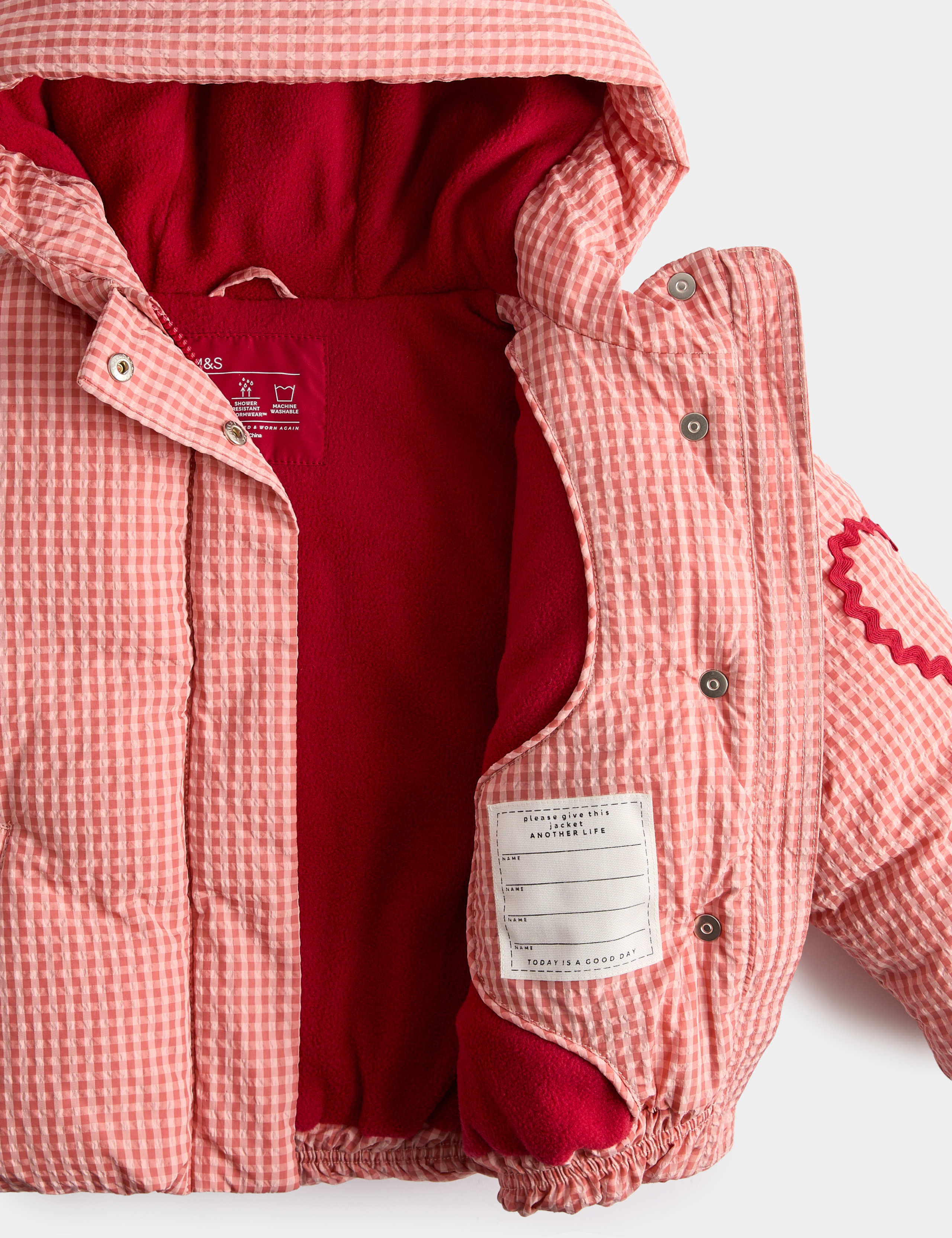 Gingham Hooded Puffer Coat (2-8 Yrs) 2 of 3