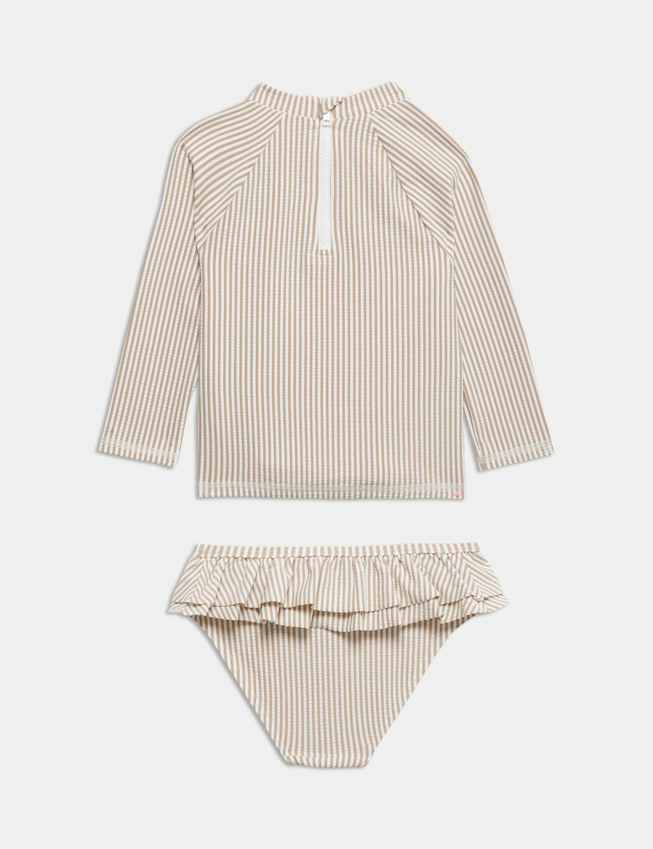 2pc Stripe Frill 3/4 Sleeve Swimsuit (2-8 Yrs) 2 of 3