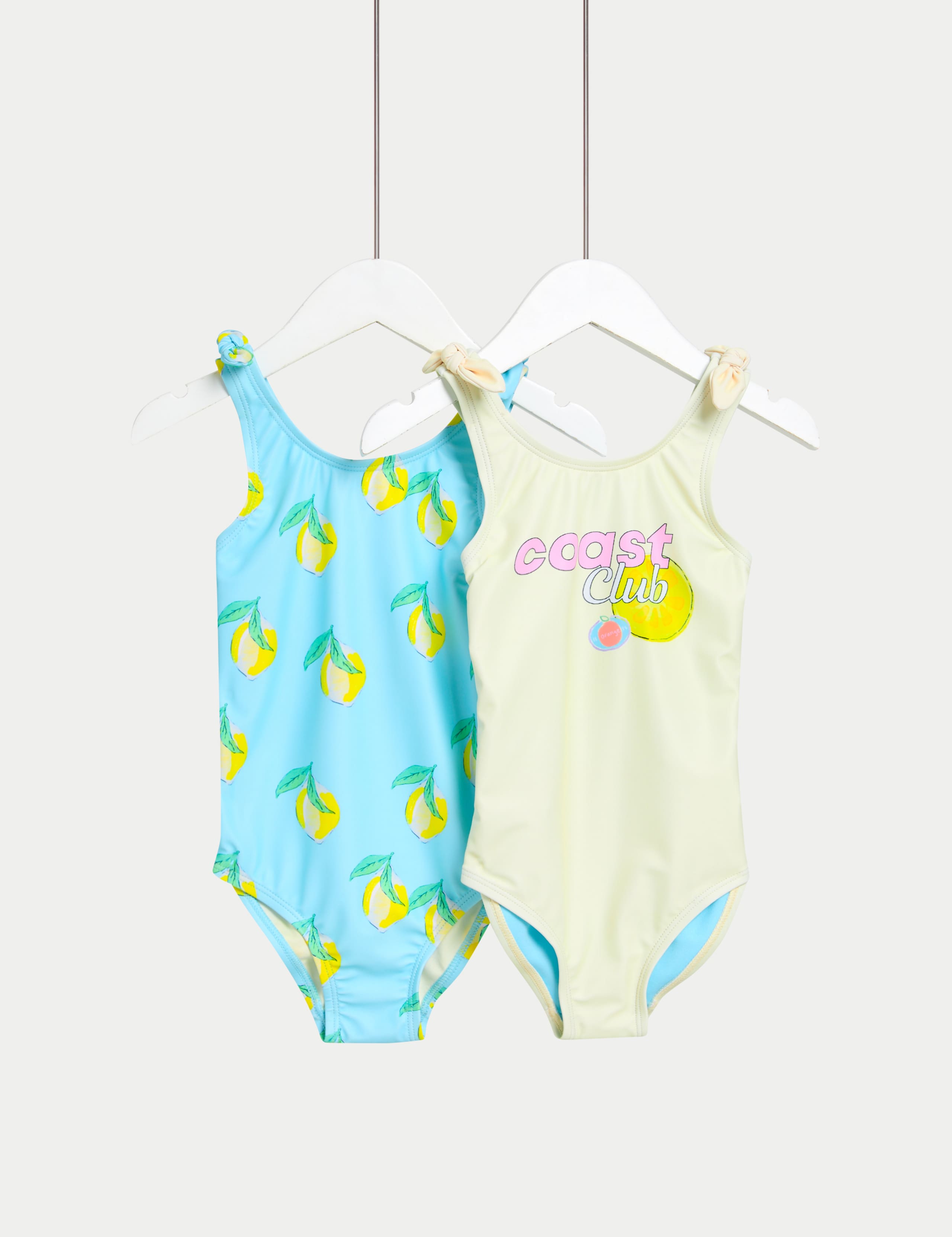 2pk Lemon Print Swimsuits (2-8 Yrs) 1 of 1