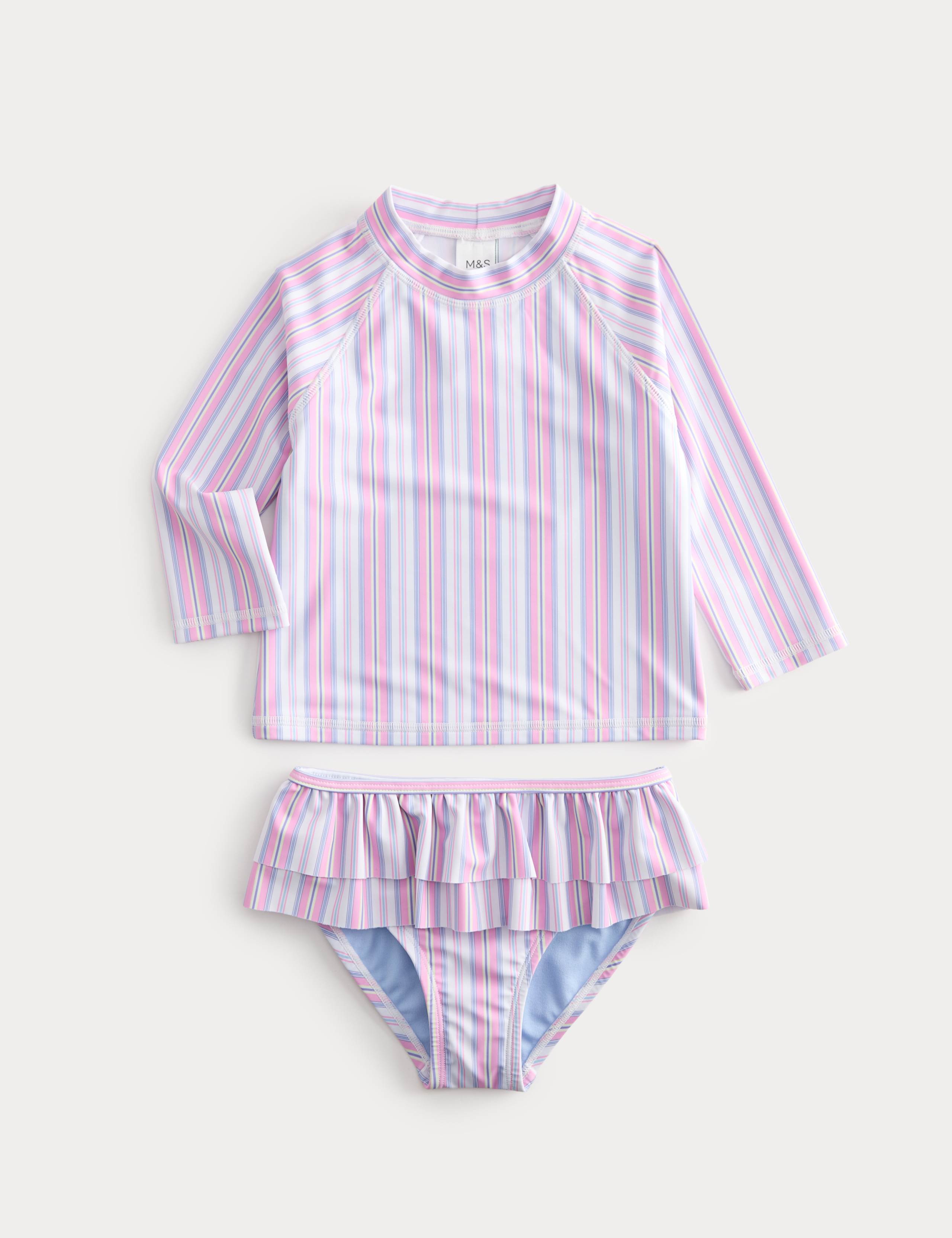 2 Piece Stripe Frill Swim Set (2-8 Yrs) 1 of 2