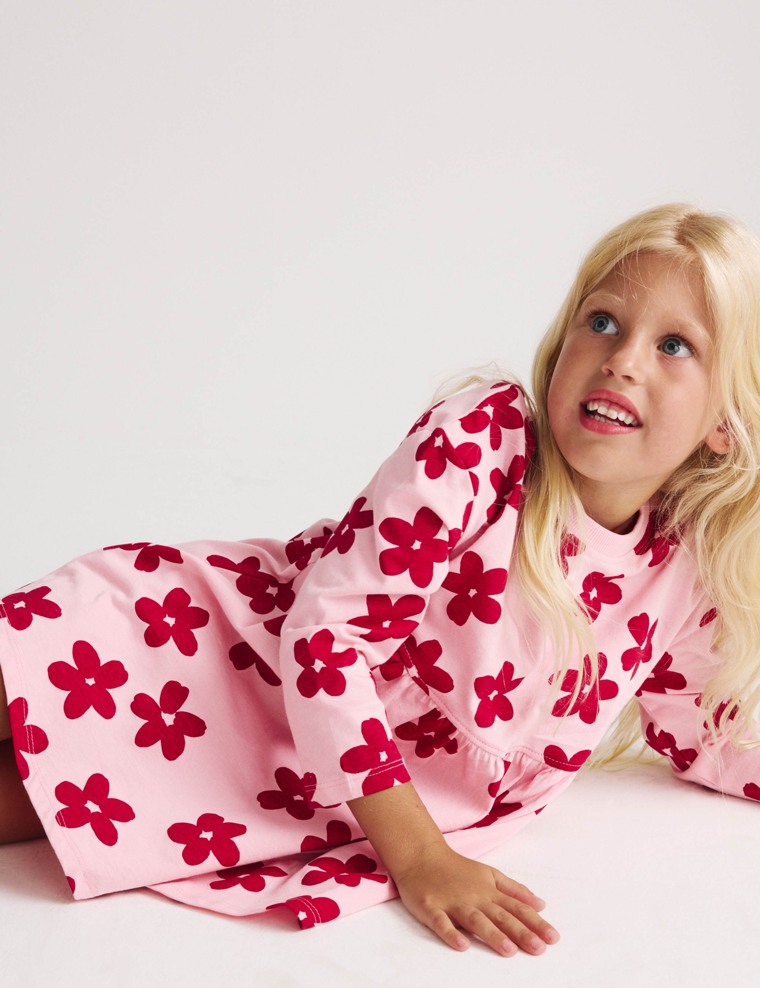 Pure Cotton Flower Jersey Dress (2-8 Yrs) 6 of 6
