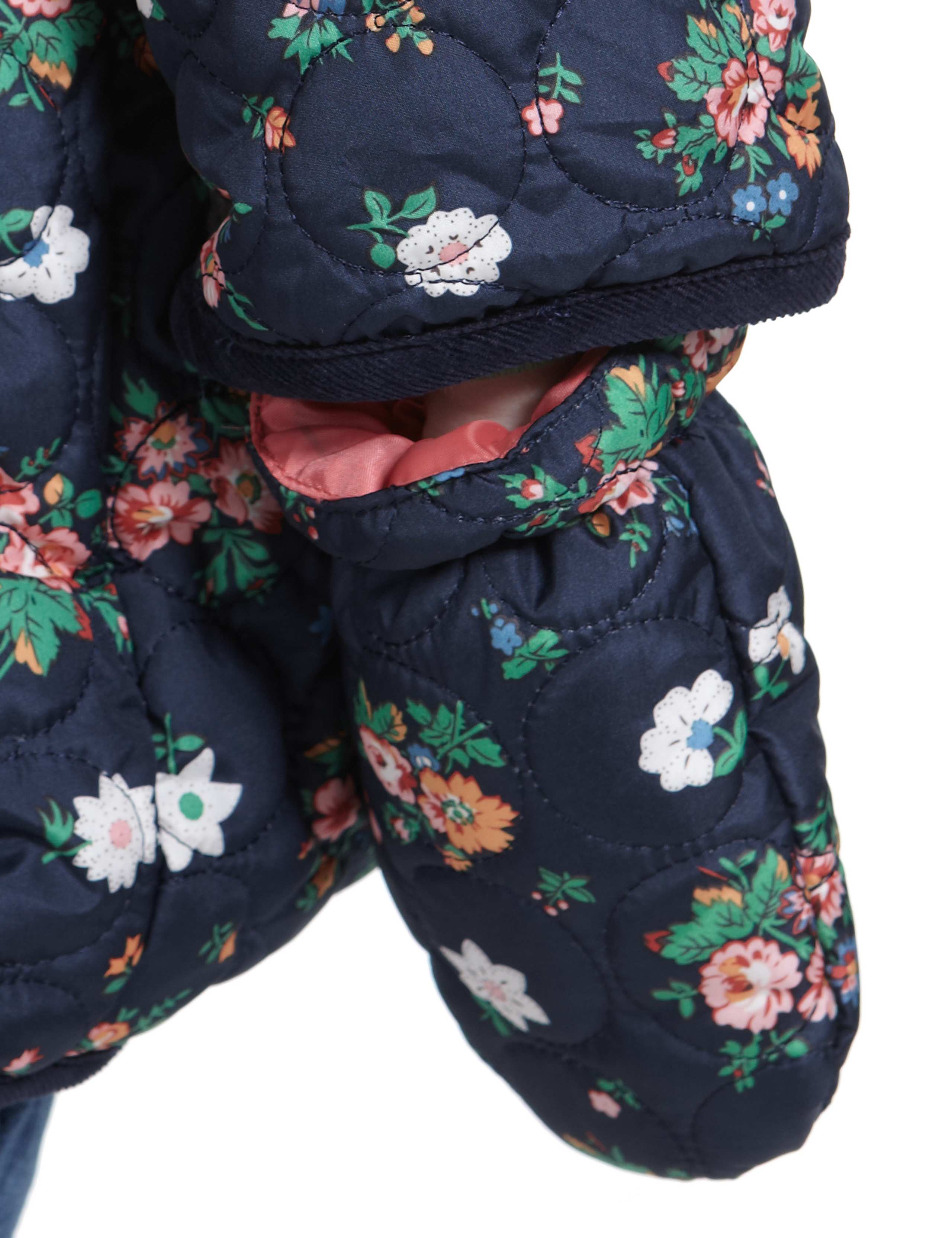 Hooded Ditsy Floral Quilted Coat with Mittens 8 of 8