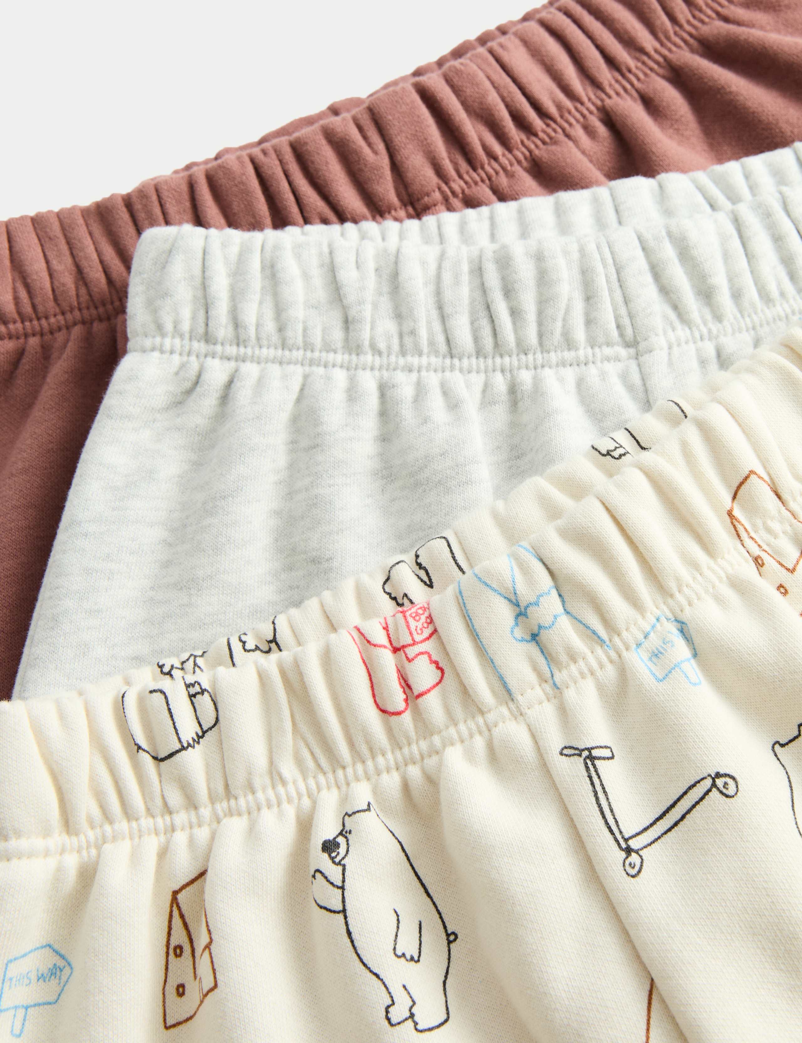 3pk Cotton Rich Bear Joggers (0-6 Yrs) 2 of 2