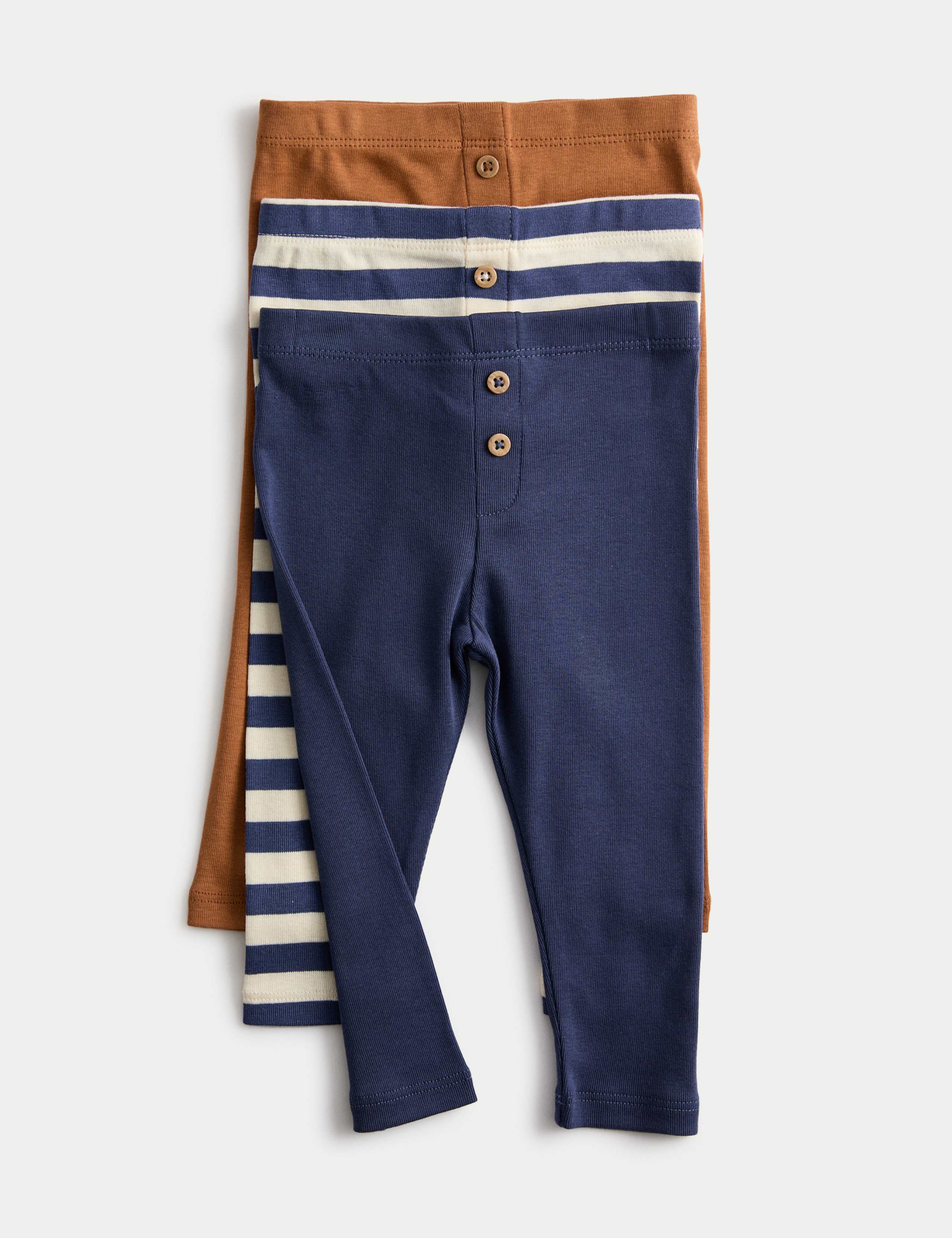 3 Pack Pure Cotton Striped Leggings (0-3 Yrs) 1 of 2