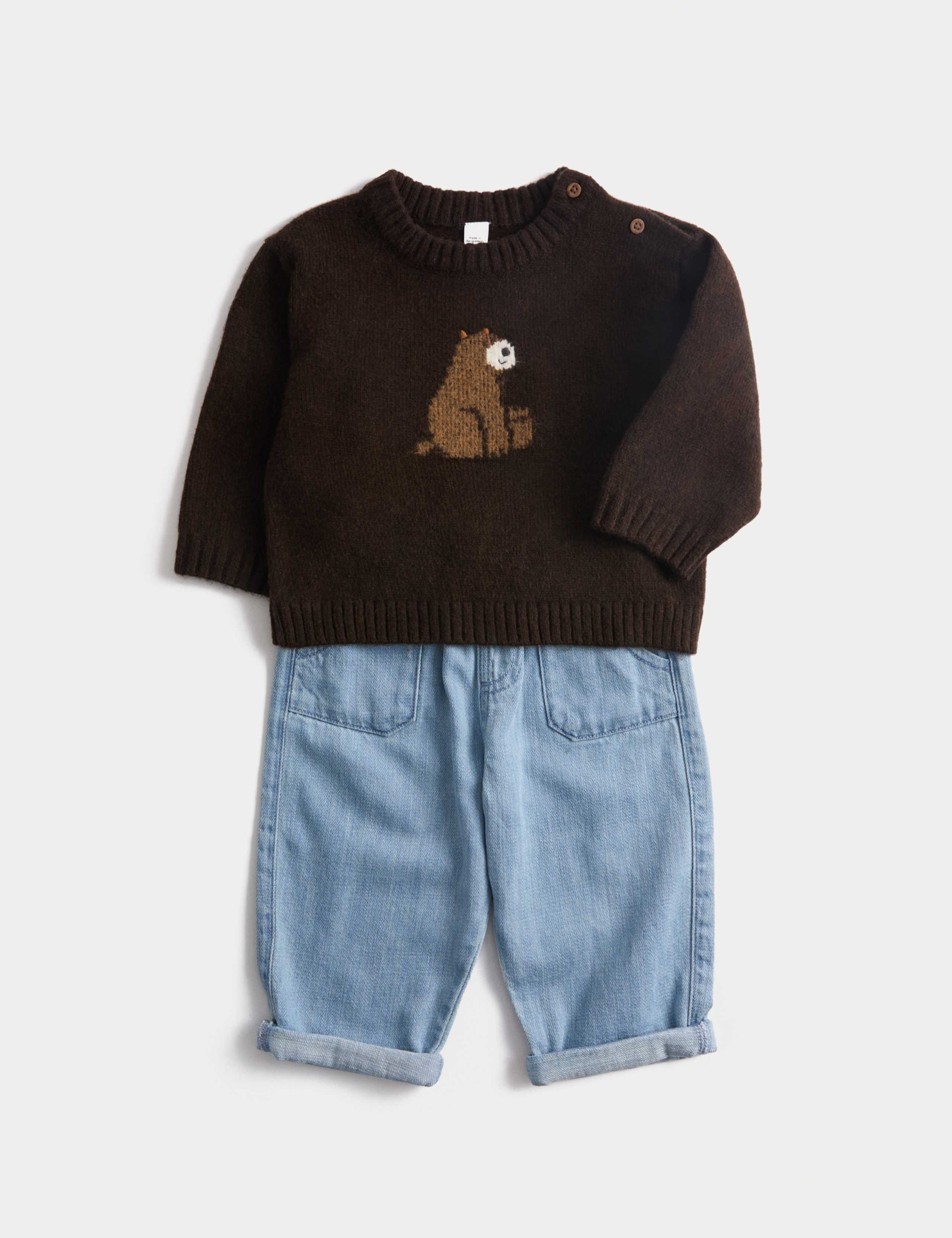 2pc Knitted Bear Top & Bottom Outfit (0-6 Yrs) 1 of 3
