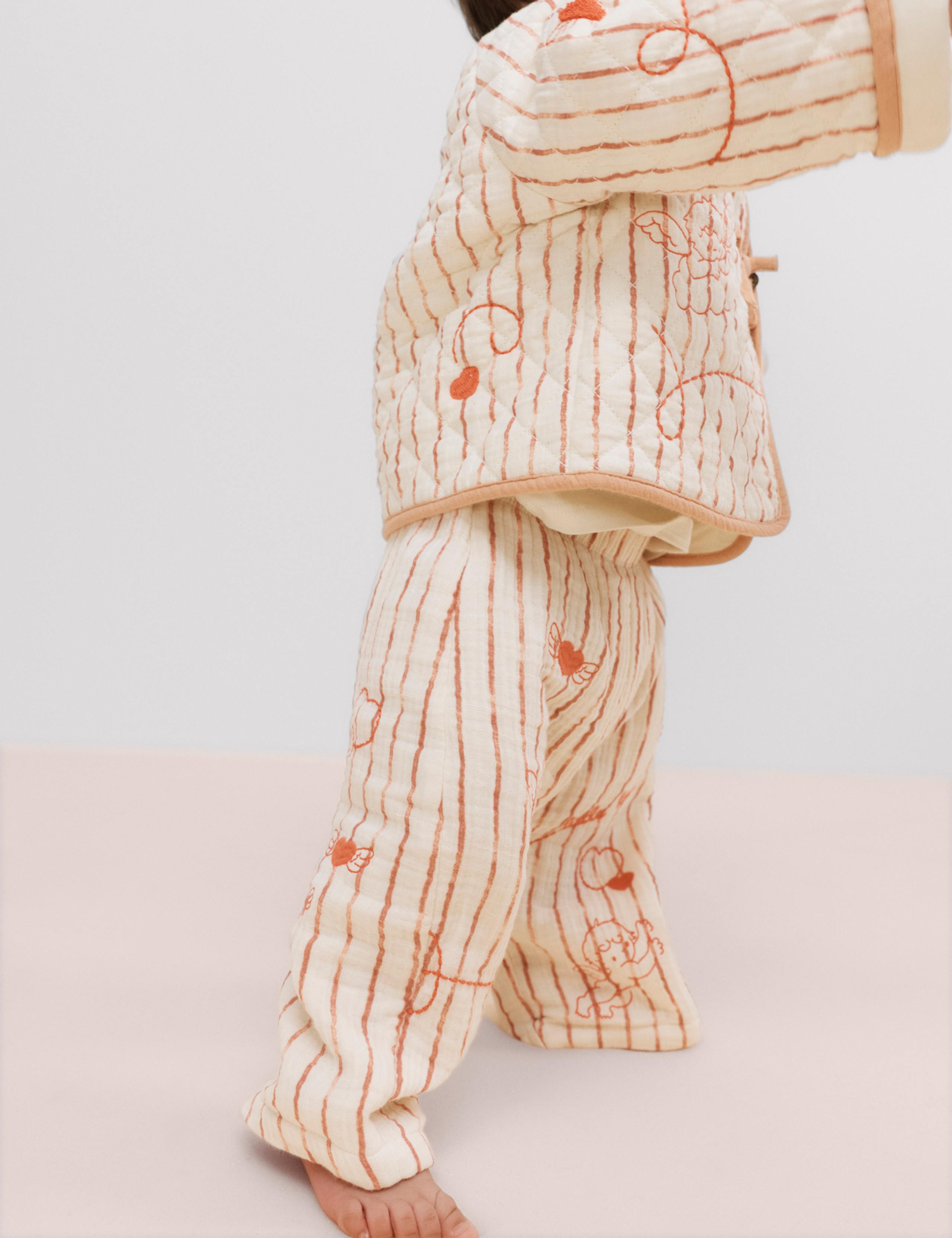 Pure Cotton Striped Embroidered Trousers (0-3 Yrs) 3 of 5