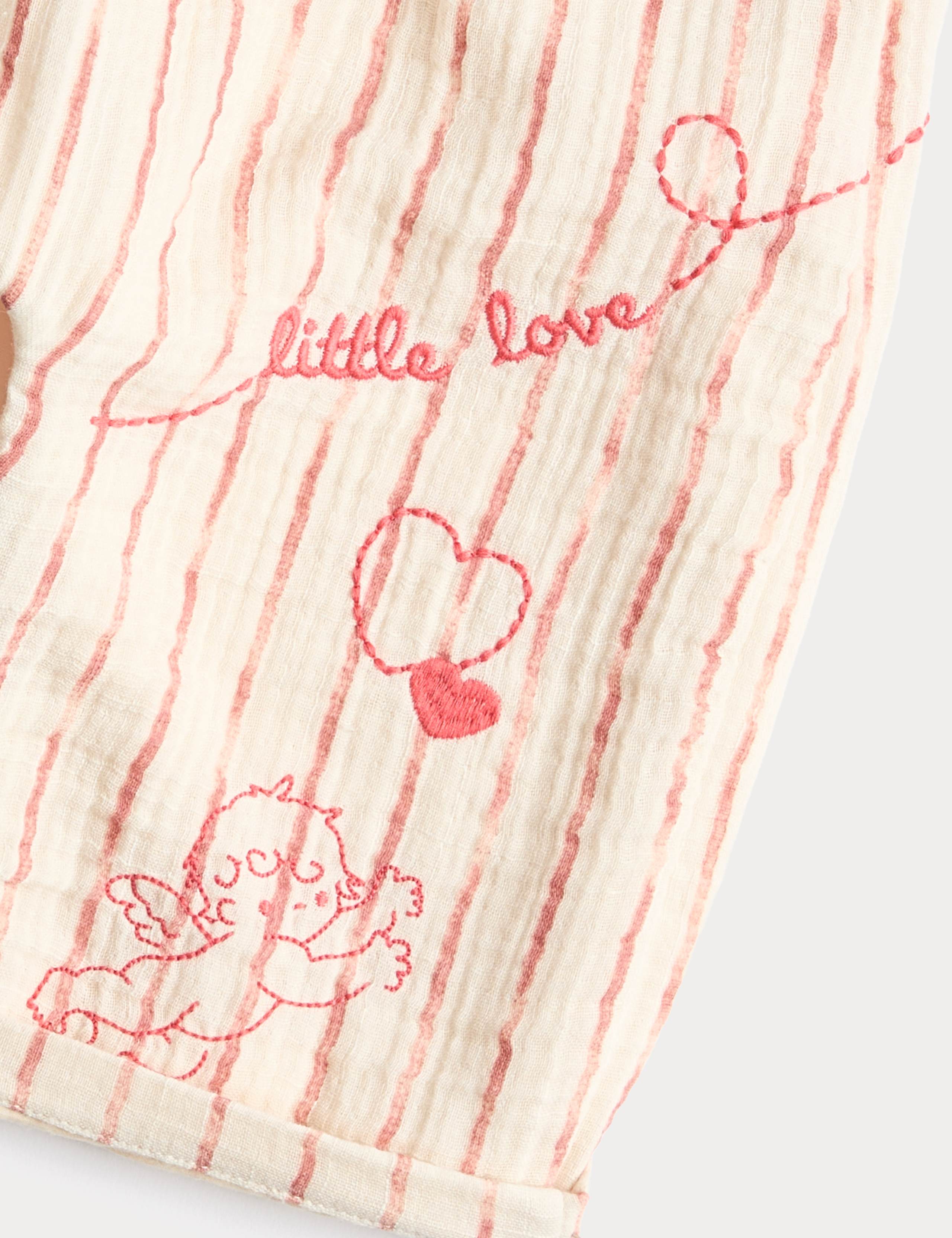 Pure Cotton Striped Embroidered Trousers (0-6 Yrs) 2 of 2