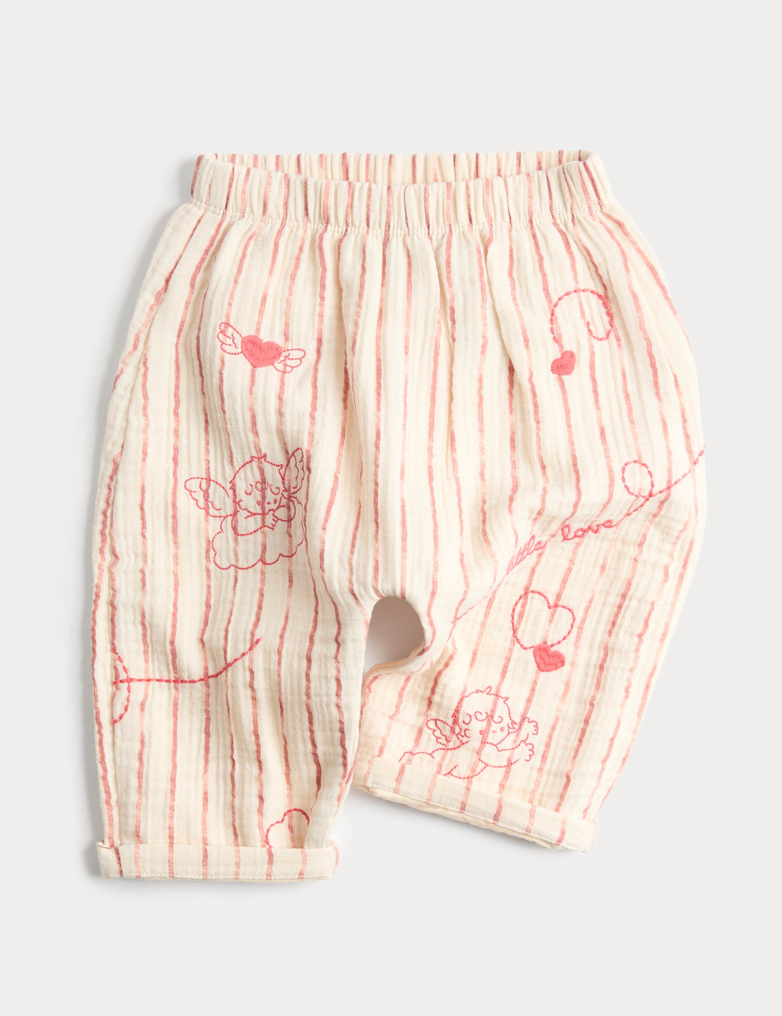 Pure Cotton Striped Embroidered Trousers (0-3 Yrs) 2 of 5