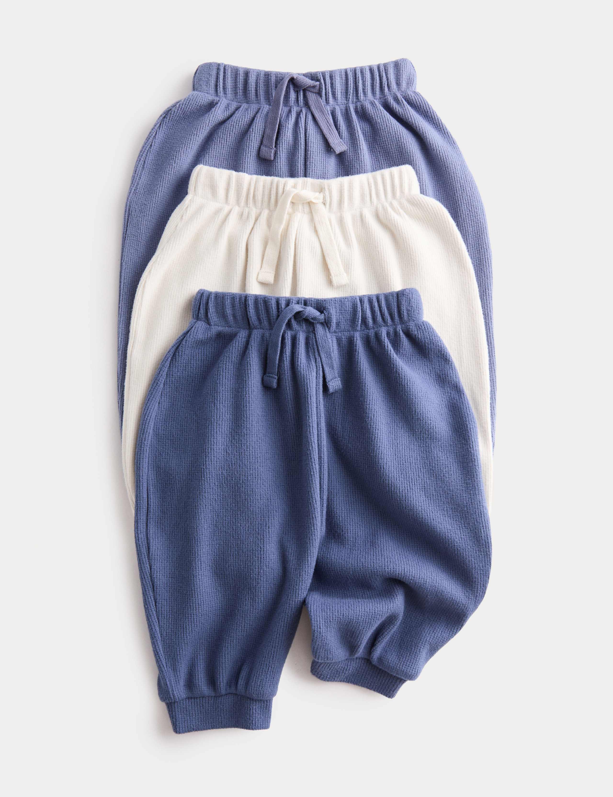 3 Pack Brushed Waffle Joggers (0-3 Yrs) 1 of 2