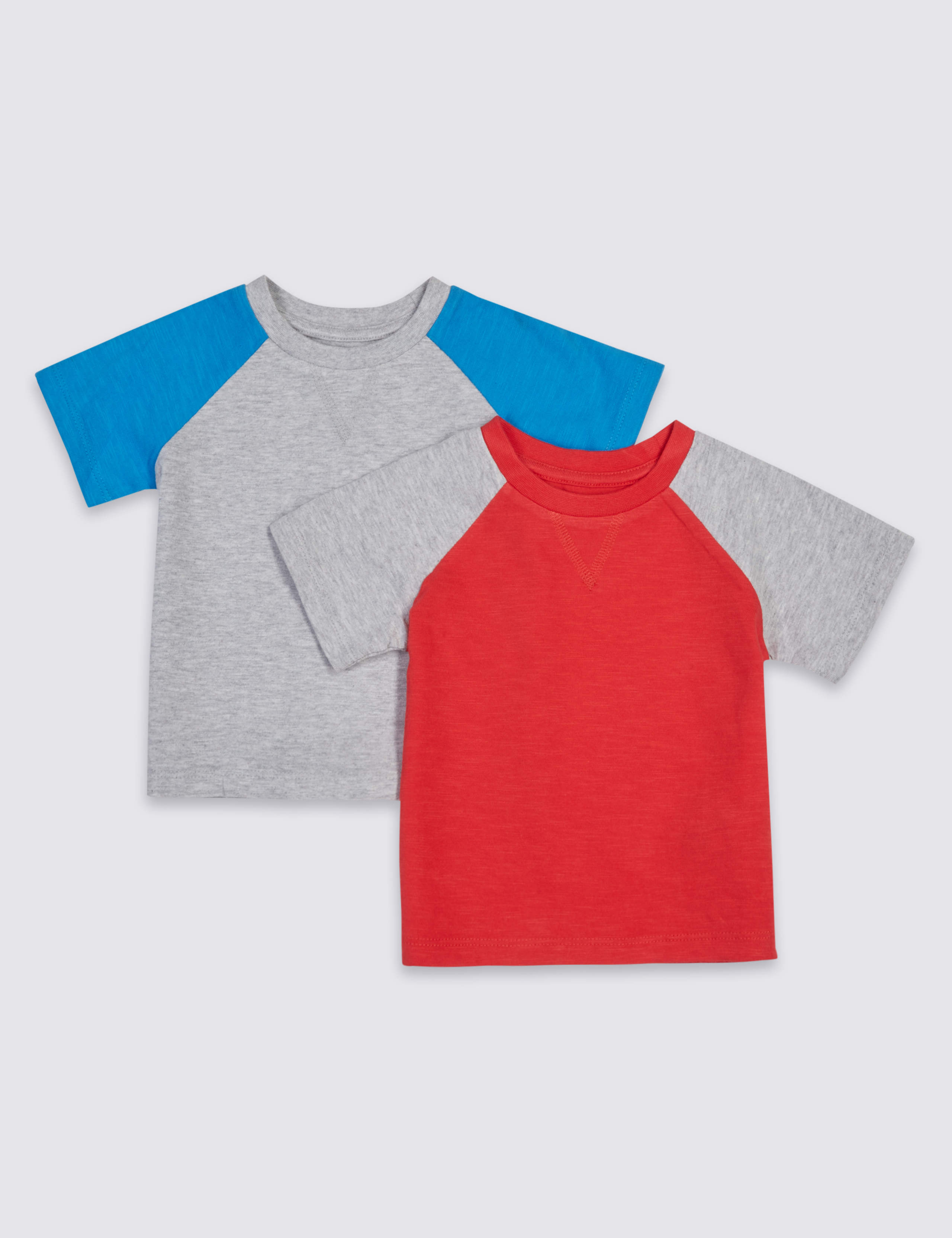 2 Pack Pure Cotton Raglan T-Shirts 1 of 4