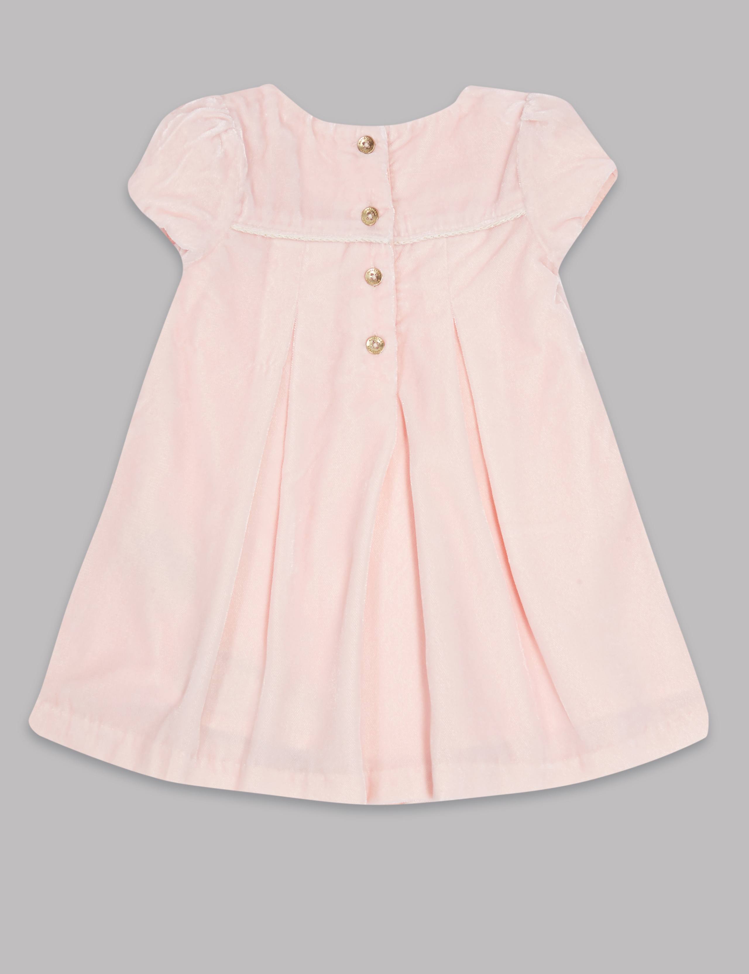 Short Sleeve Velvet Dress with Tights 3 of 7