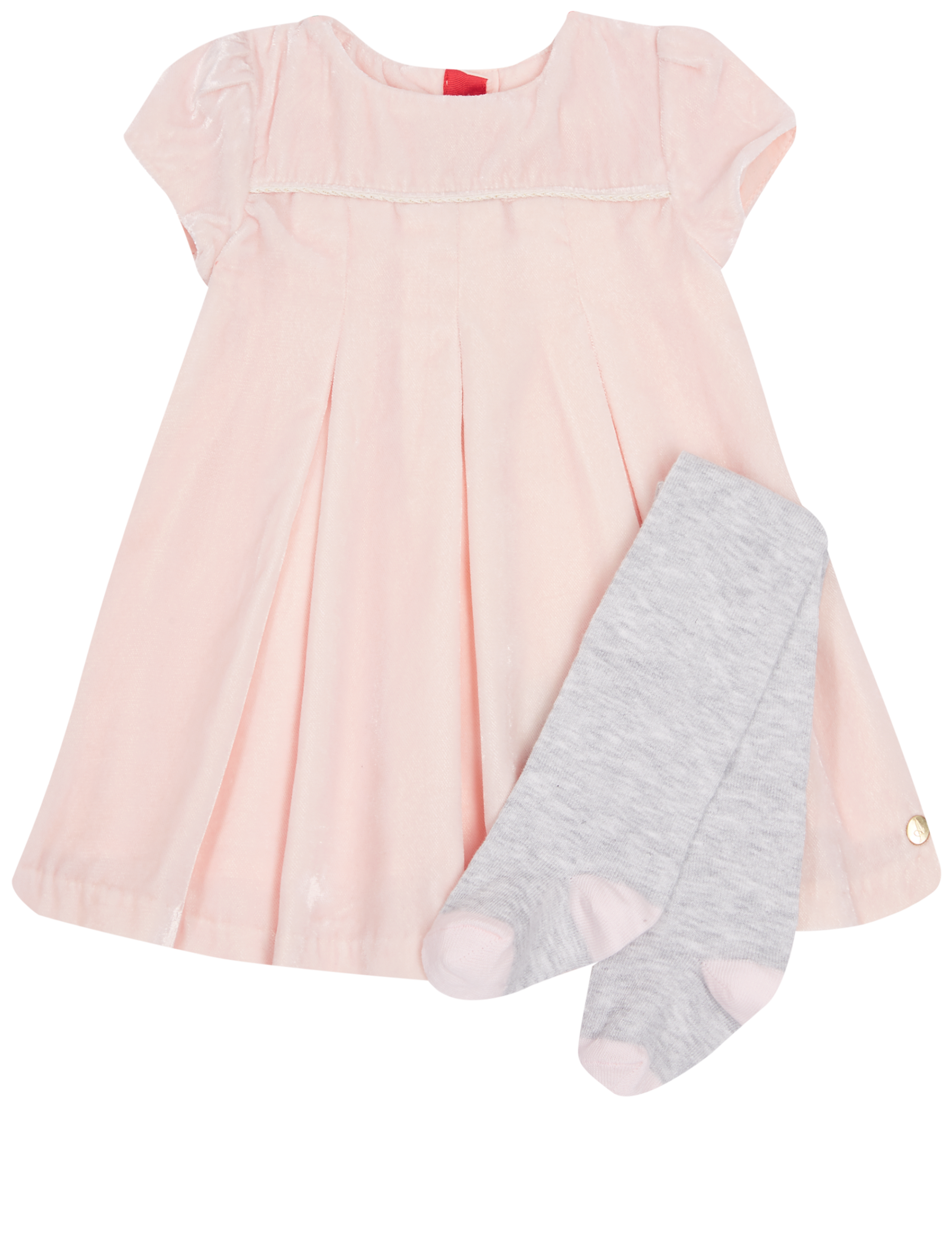 Short Sleeve Velvet Dress with Tights 6 of 7