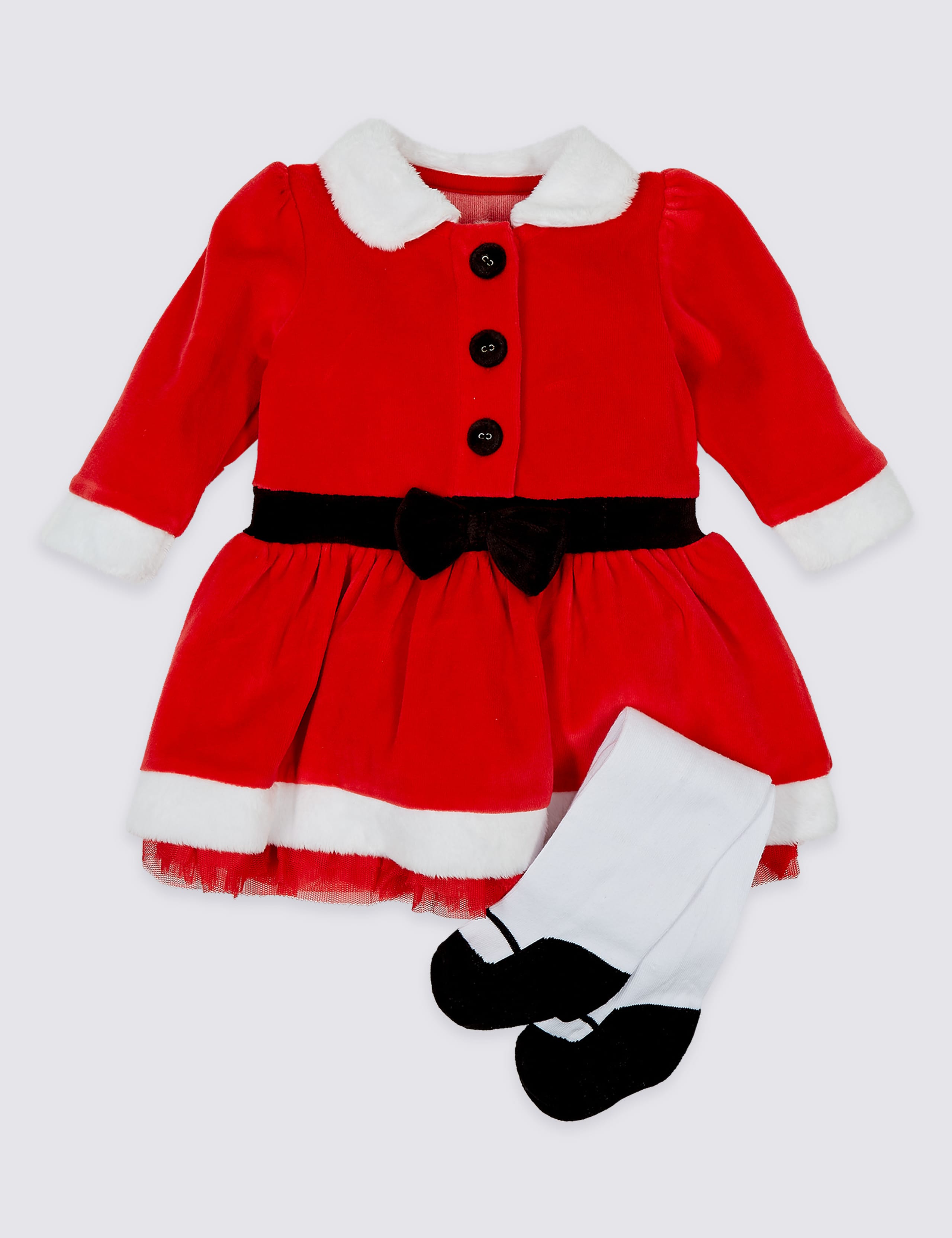 2 Piece Santa Dress with Tights 1 of 6
