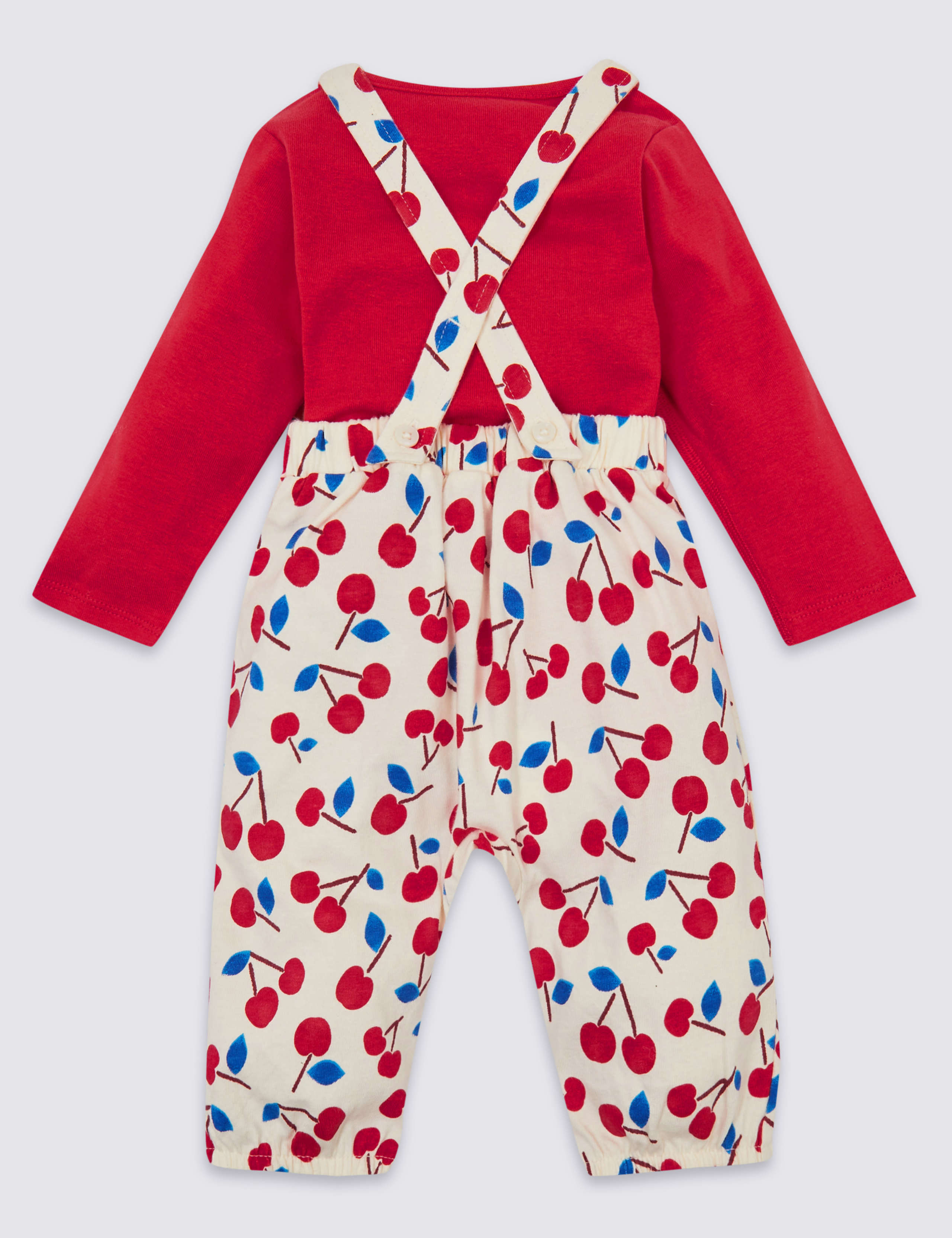 2 Piece Cherry Dungarees & Bodysuit Outfit 2 of 5