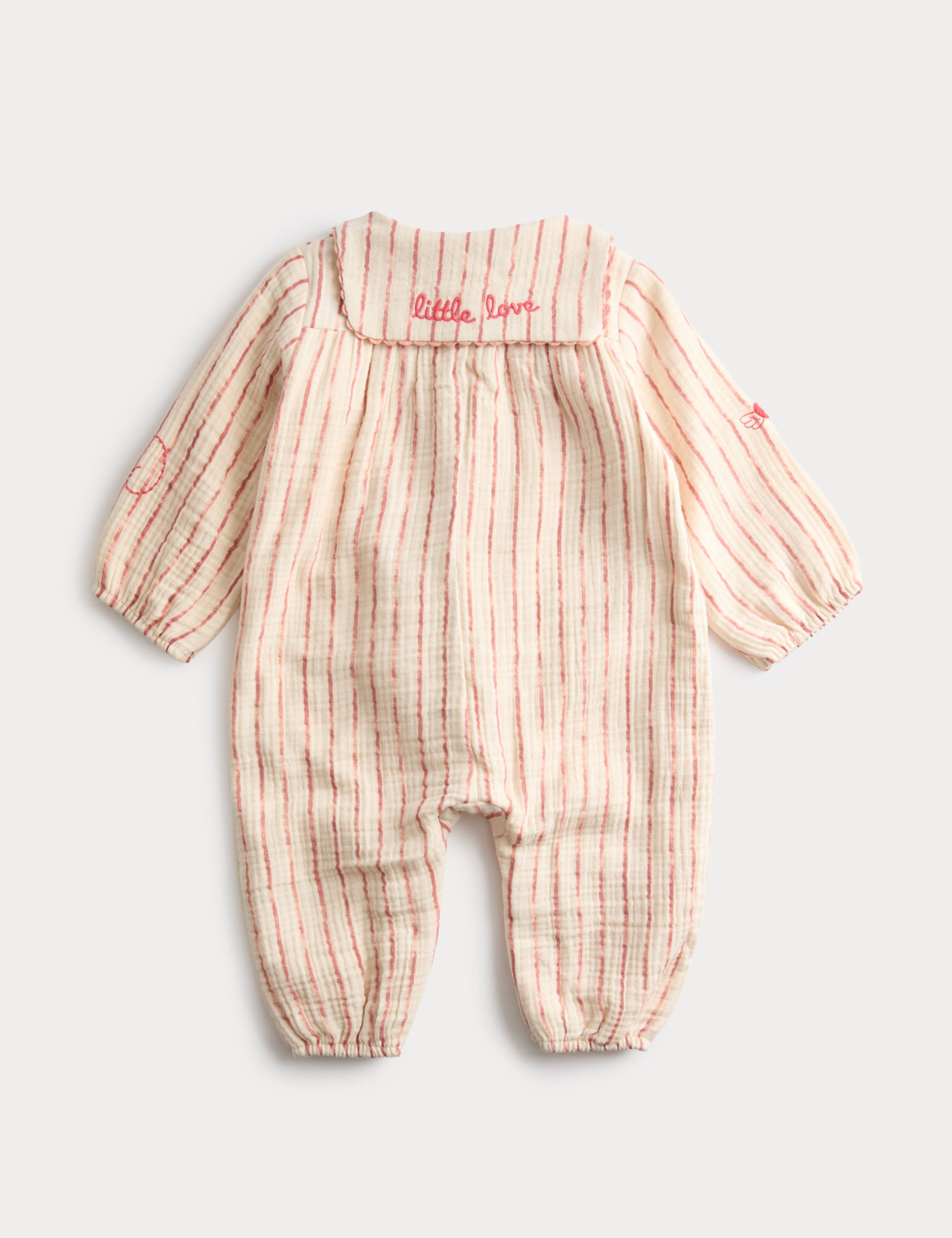 Pure Cotton Cupid Striped All in One (0-3 Yrs) 2 of 4