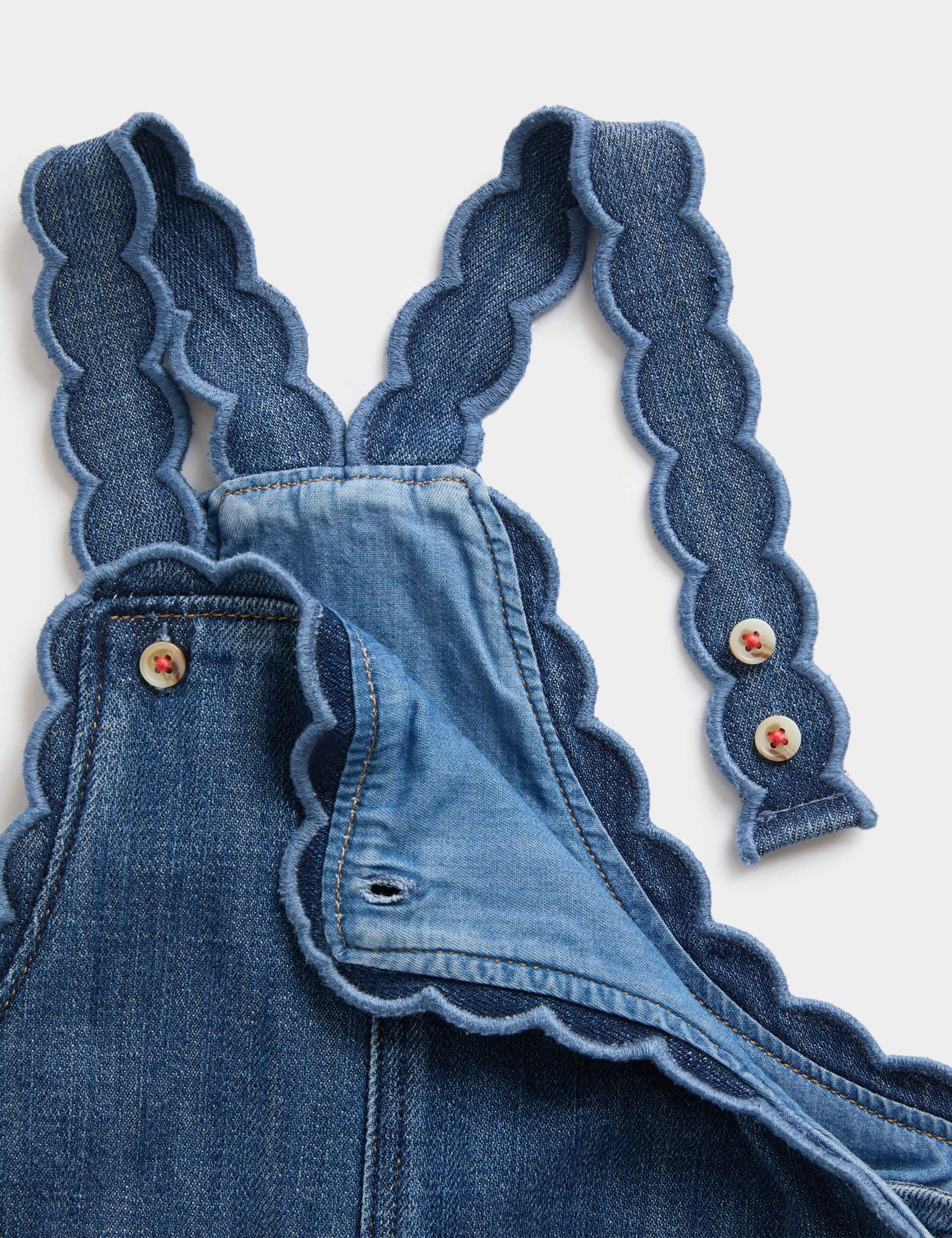 Denim Scalloped Dungarees (0-3 Yrs) 2 of 3
