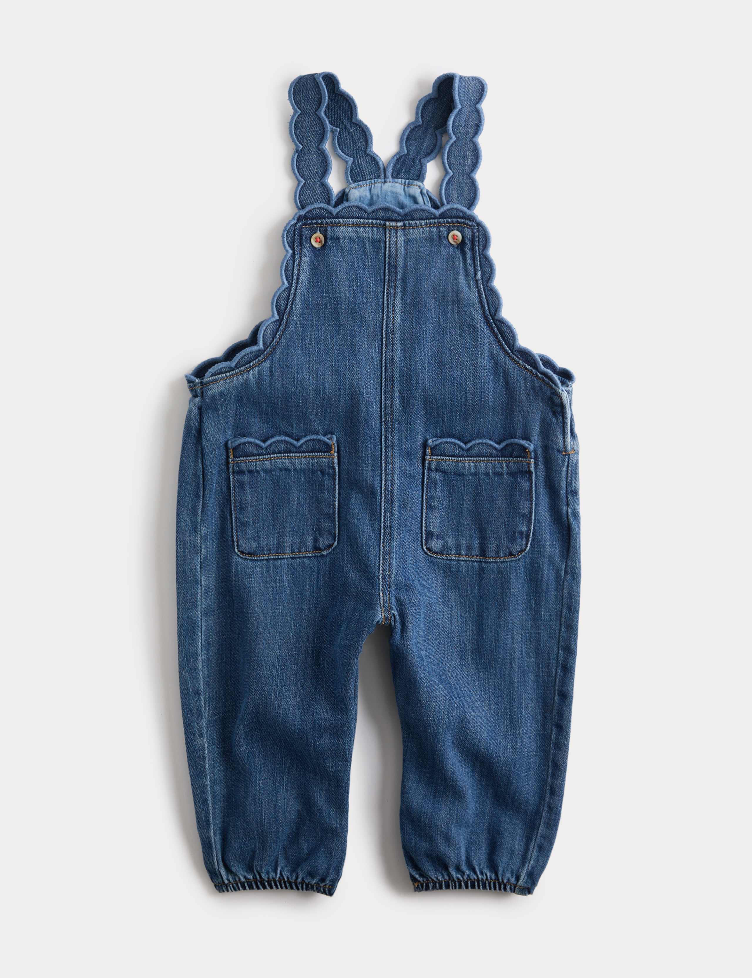 Denim Scalloped Dungarees (0 Months-3 Years) 1 of 3