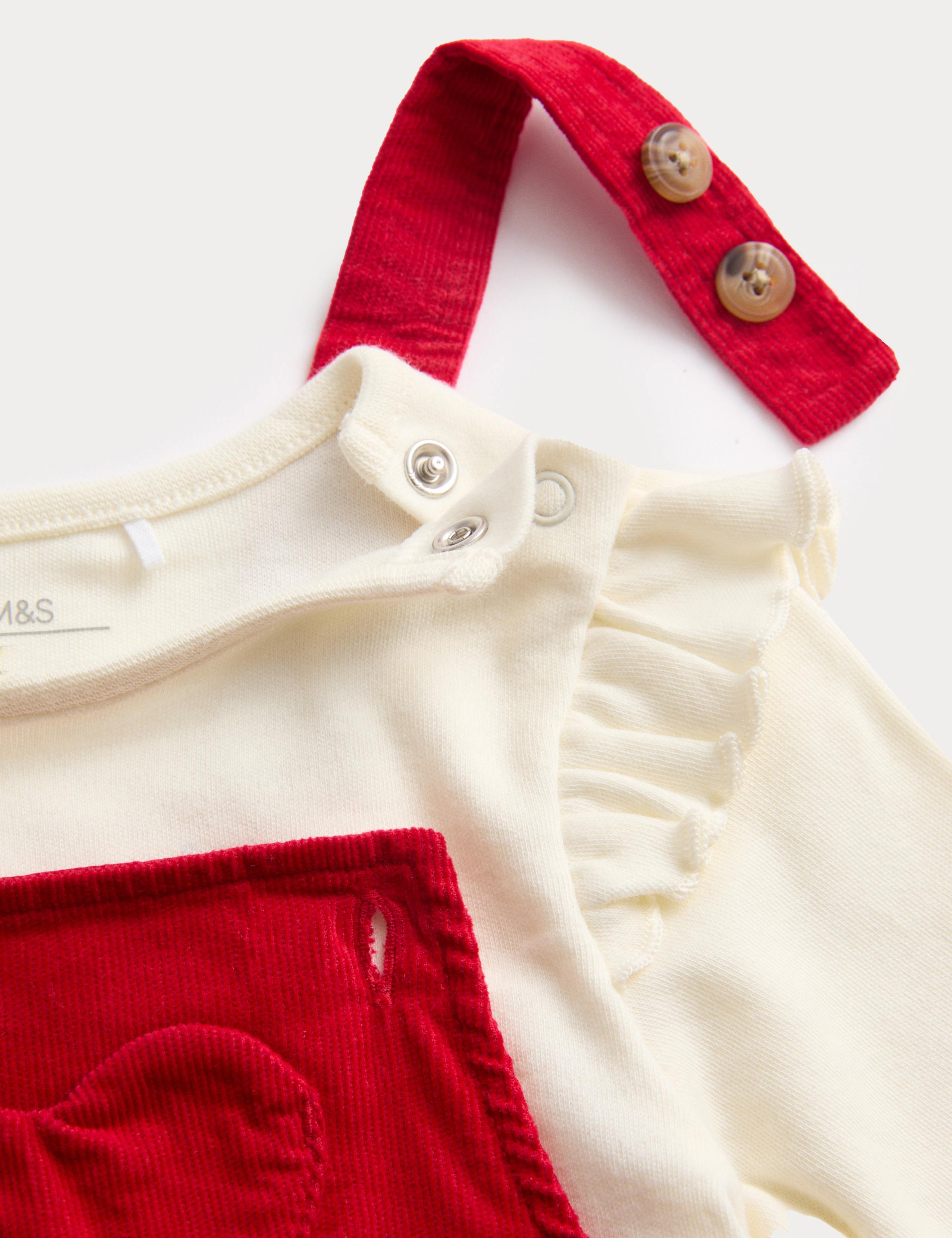 3pc Cotton Rich Christmas Dress with Tights 2 of 2