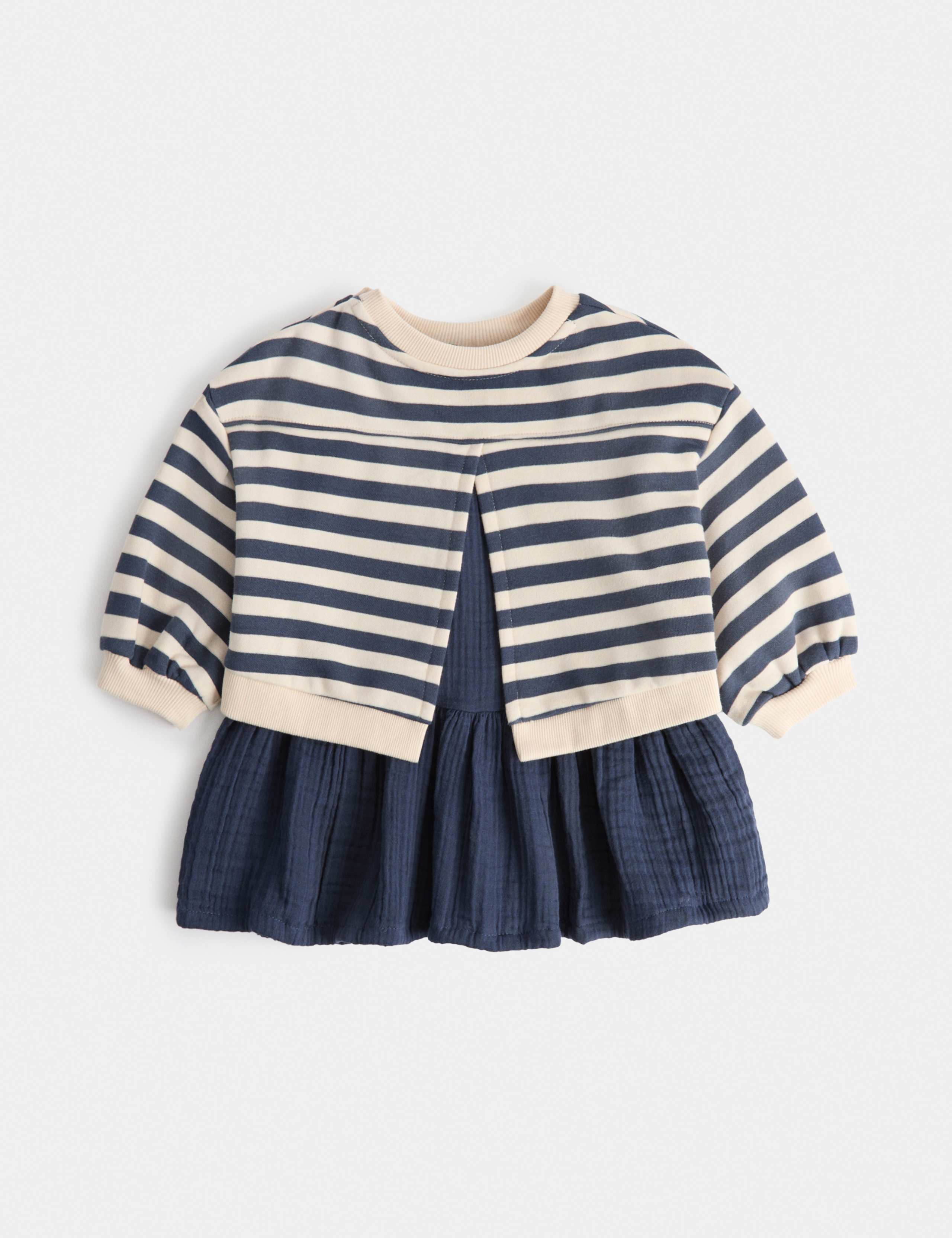Cotton Rich Dress with Striped Top (0-3 Yrs) 2 of 3