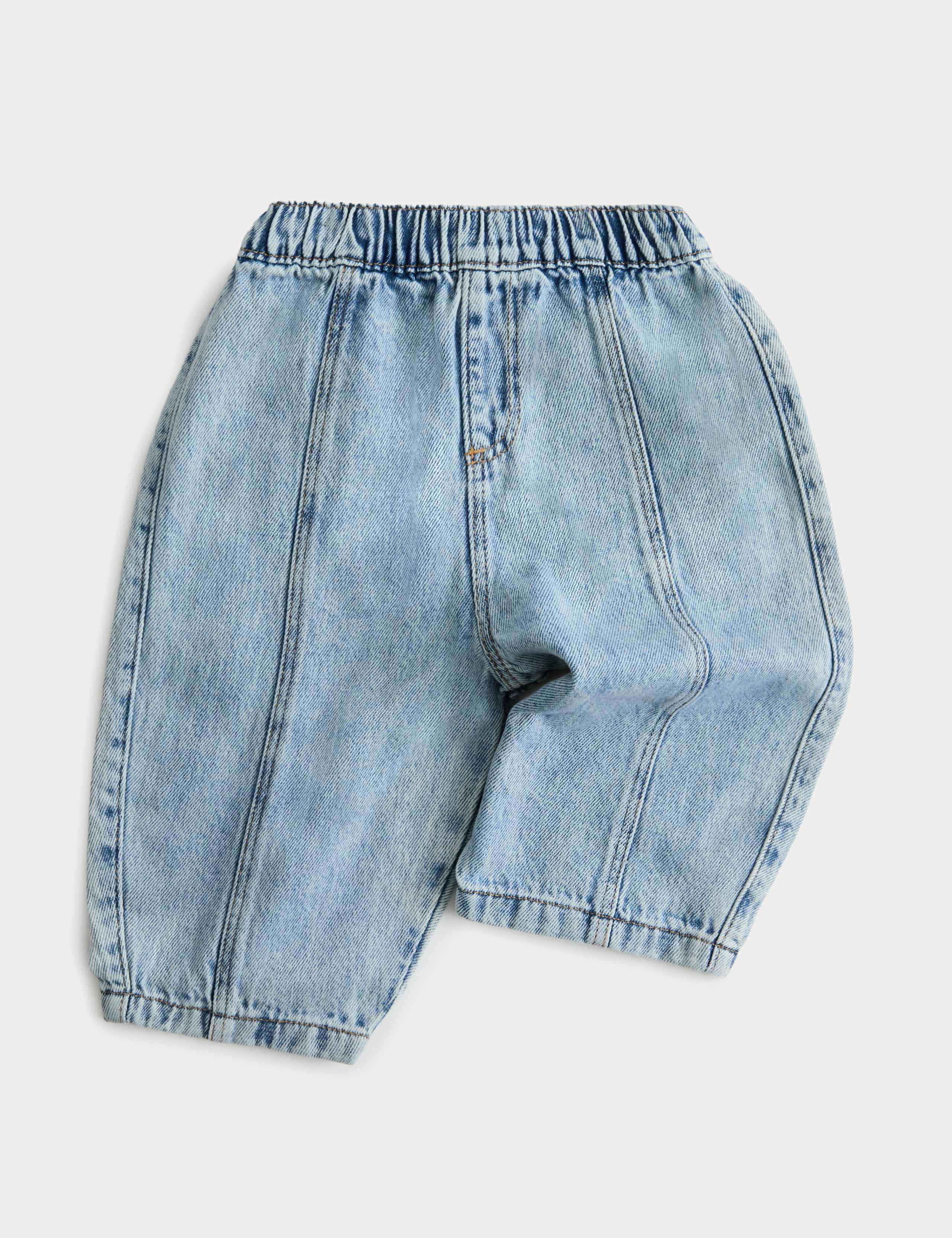 Pure Cotton Barrel Jeans (0-5 Yrs) 1 of 3