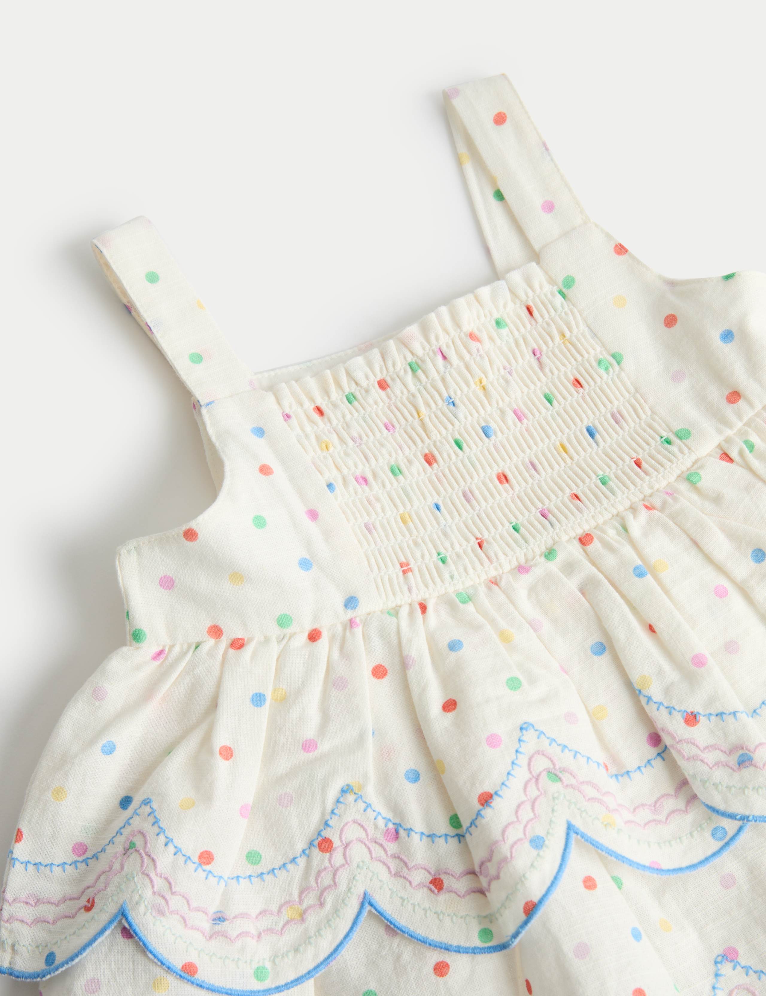 2 Piece Pure Cotton Spotty Top and Trousers (0-5 Yrs) 3 of 3