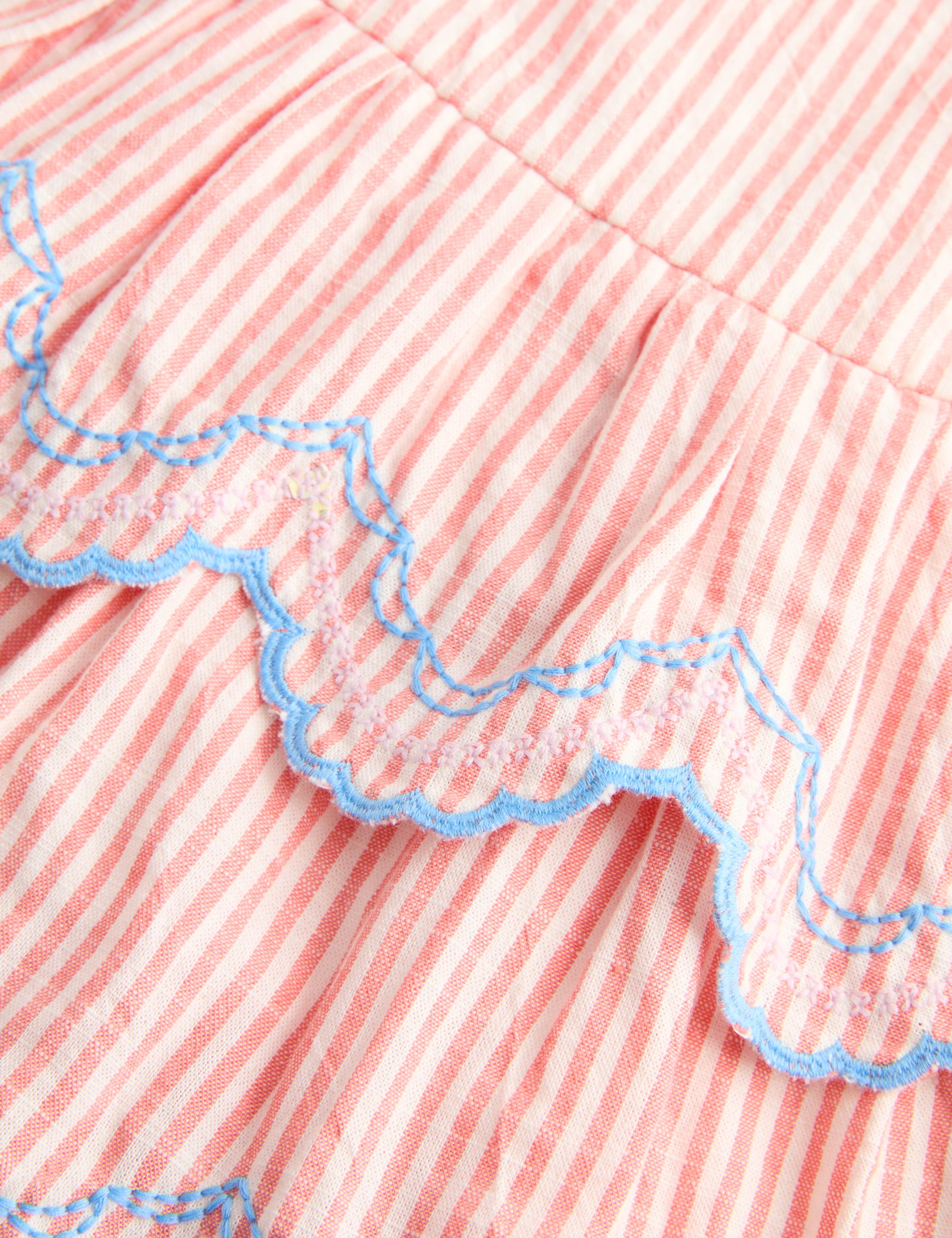 Pure Cotton Striped Scallop Dress (0-5 Yrs) 2 of 2