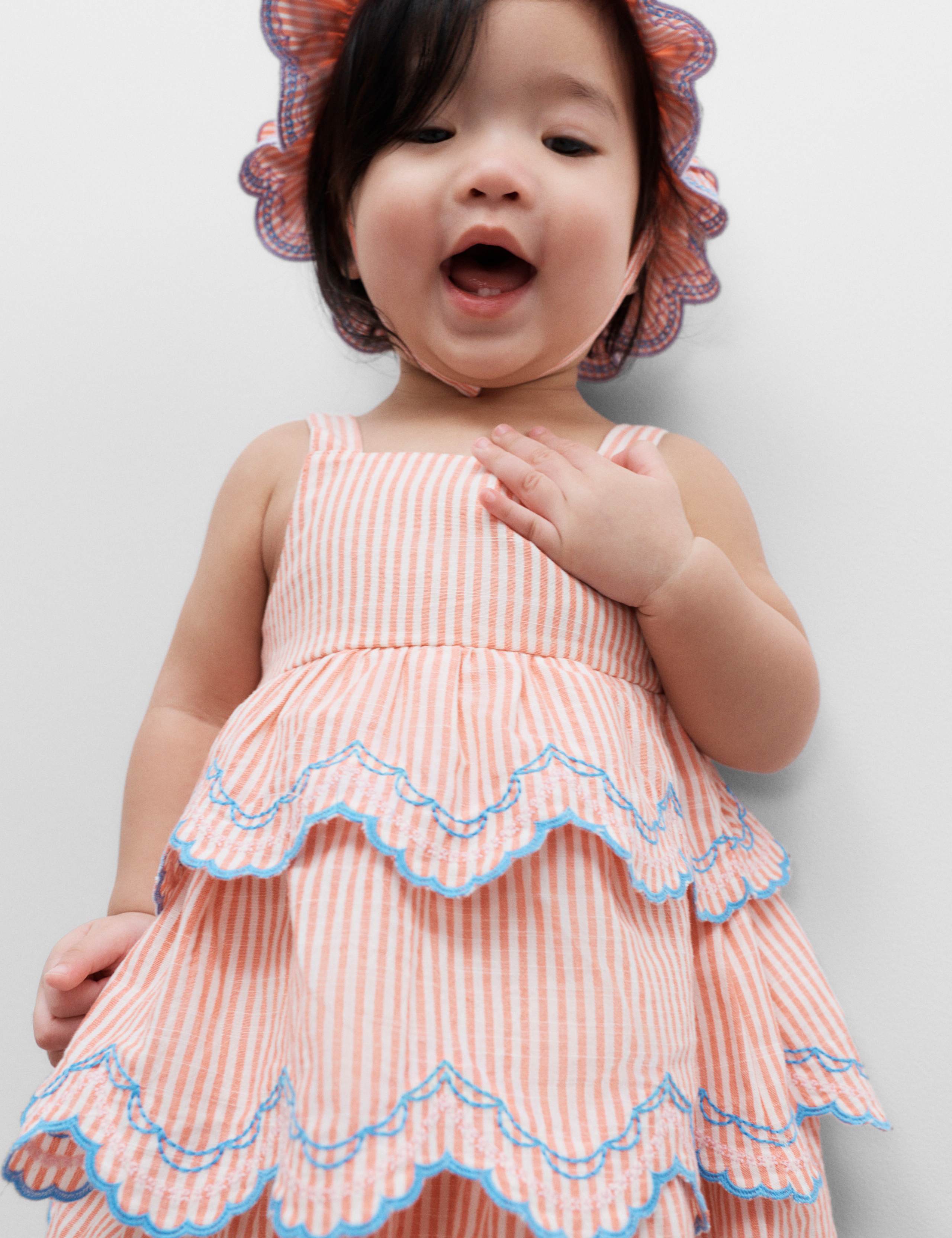 Pure Cotton Striped Scallop Dress (0-5 Yrs) 4 of 4