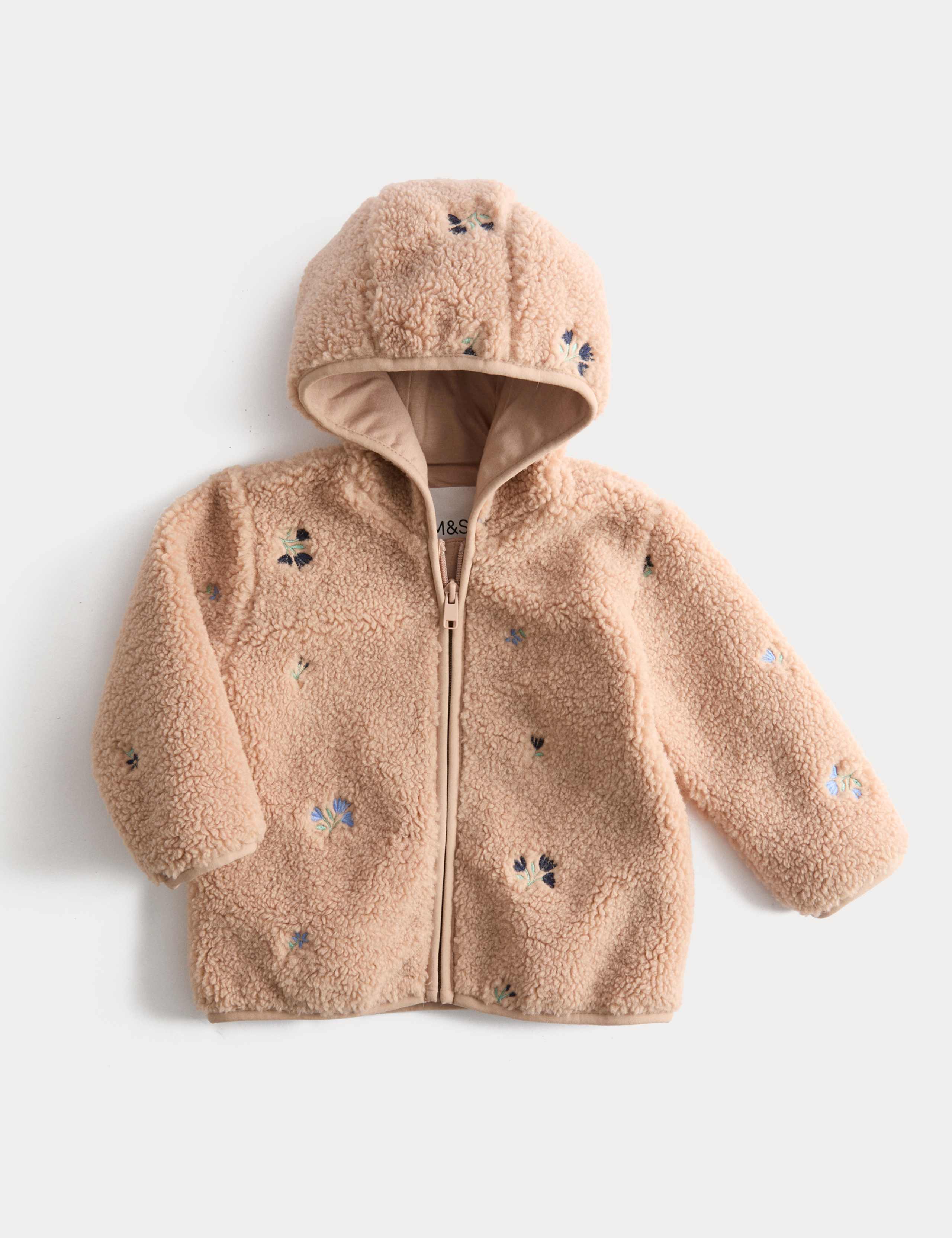 Borg Floral Embroidered Hooded Jacket (0 Mths-3 Yrs) 1 of 3