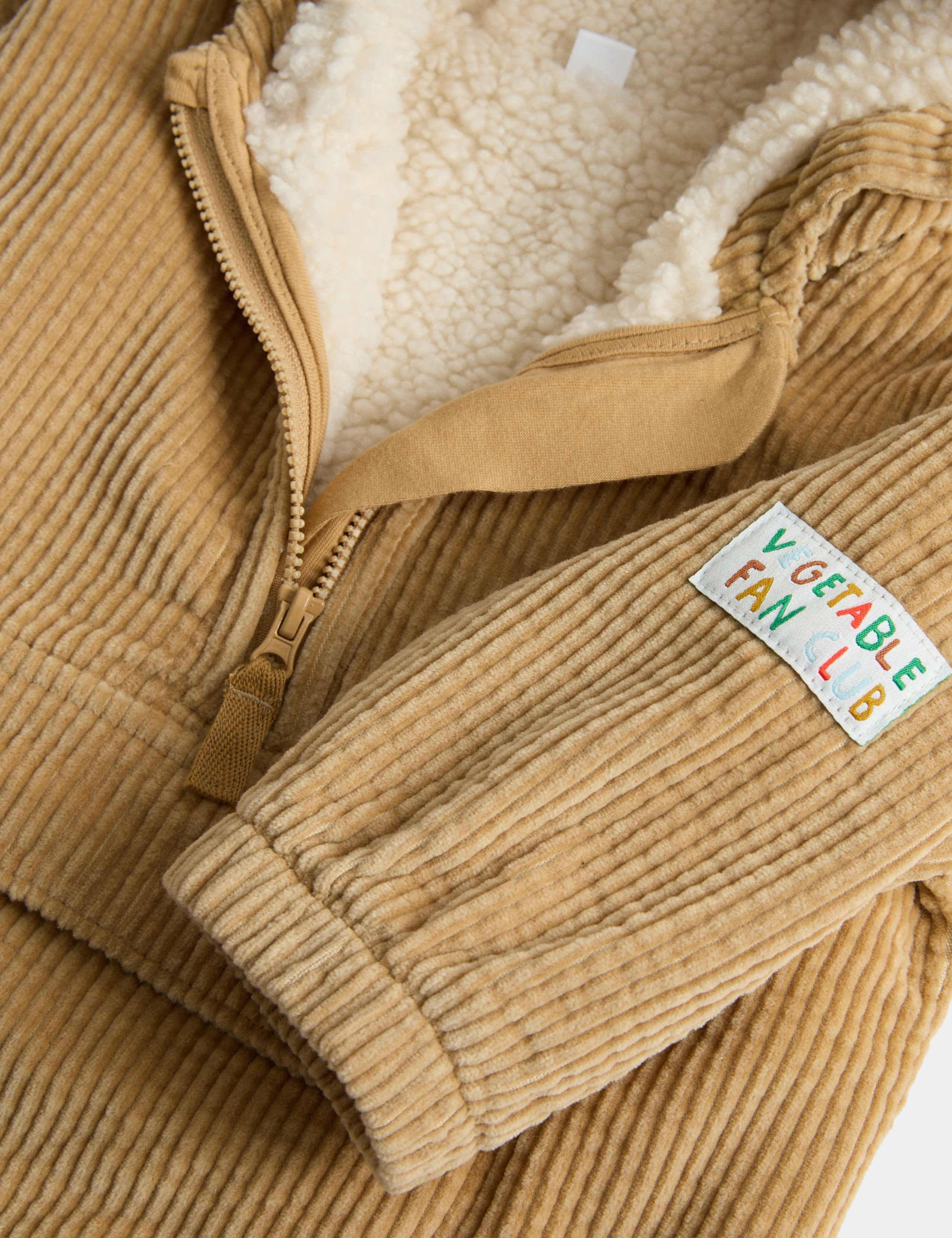 Cord Borg Lined Textured Half Zip Jacket (0-5 Yrs) 2 of 2